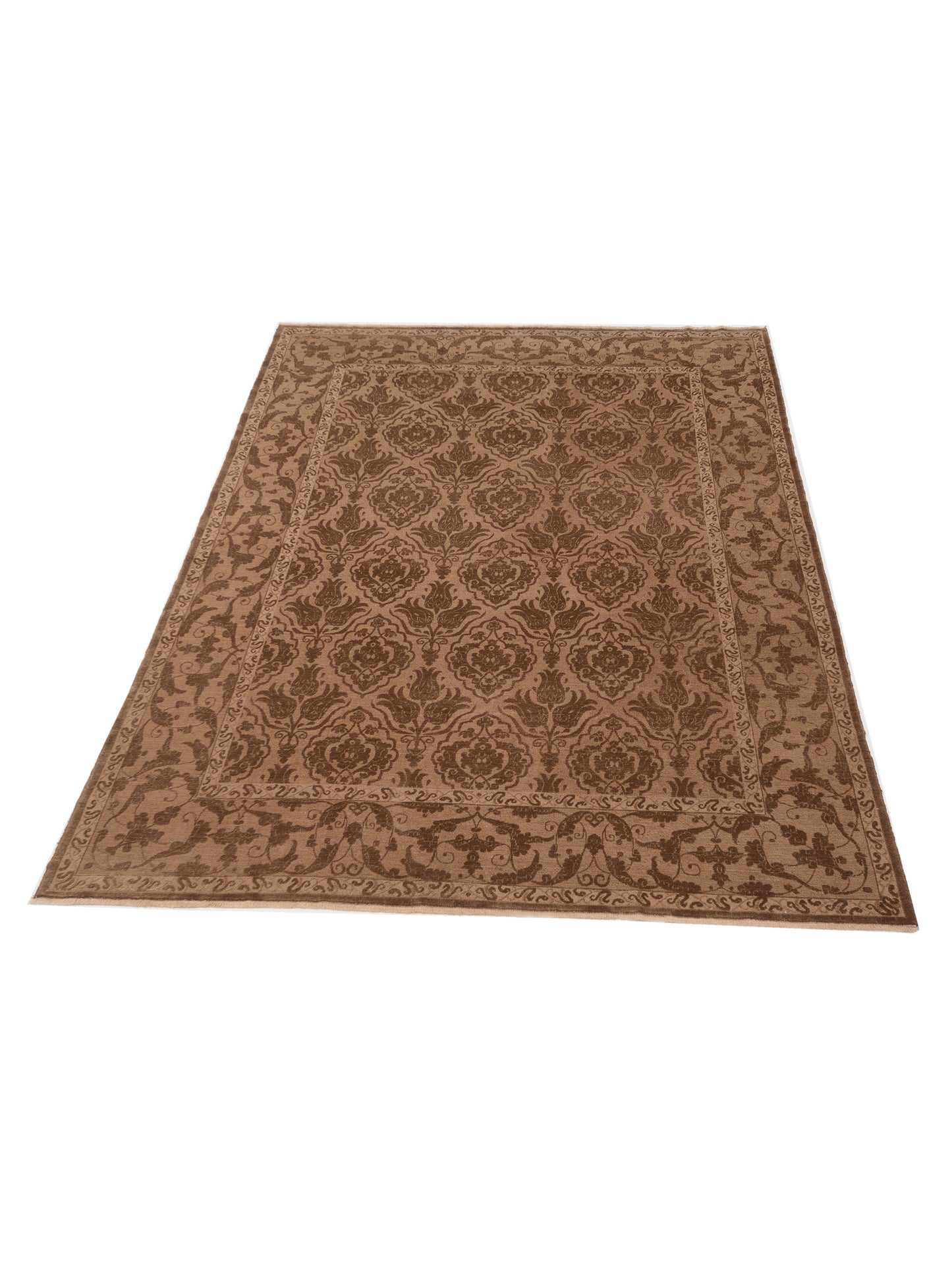 Pasha Defne Tulip Dark Brown Brown Transitional Hand Knotted Rug