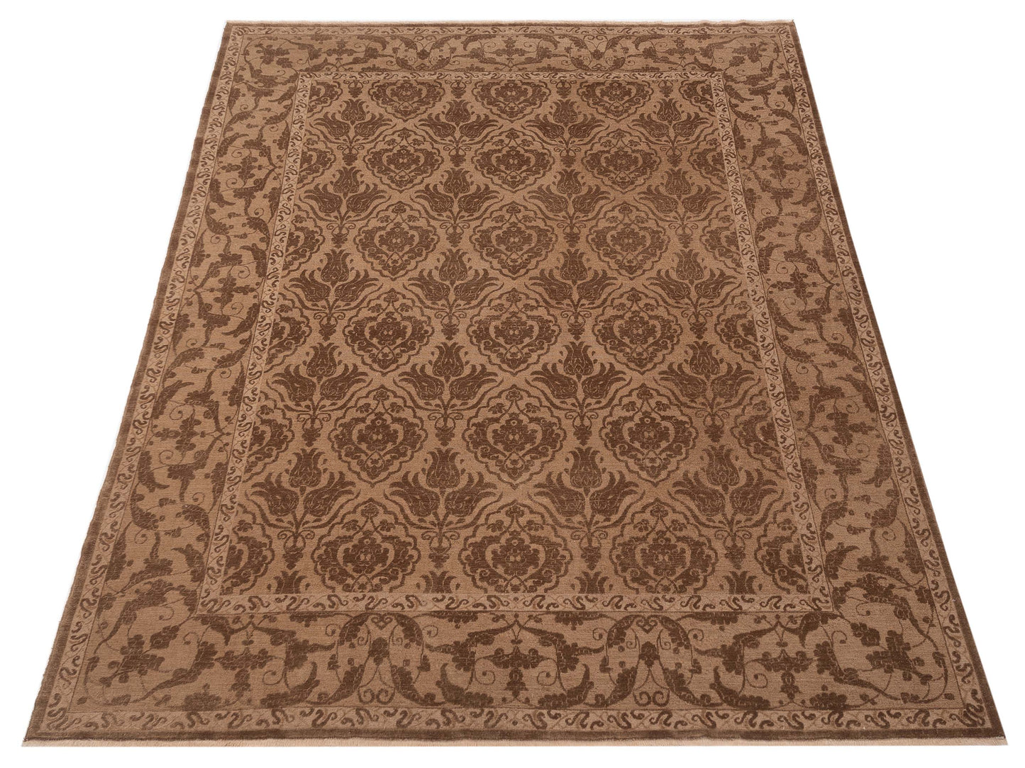 Pasha Defne Tulip Dark Brown Brown Transitional Hand Knotted Rug