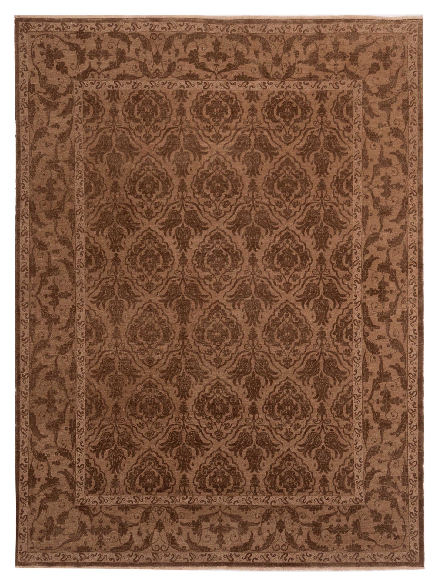 Pasha Defne Tulip Dark Brown Transitional Hand Knotted Rug