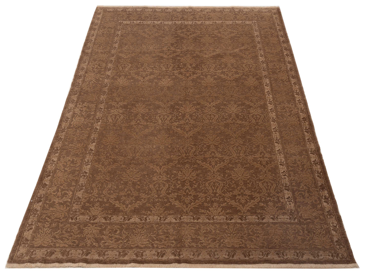 Pasha Defne Begonia Dark Brown Light Brown Transitional Hand Knotted Rug