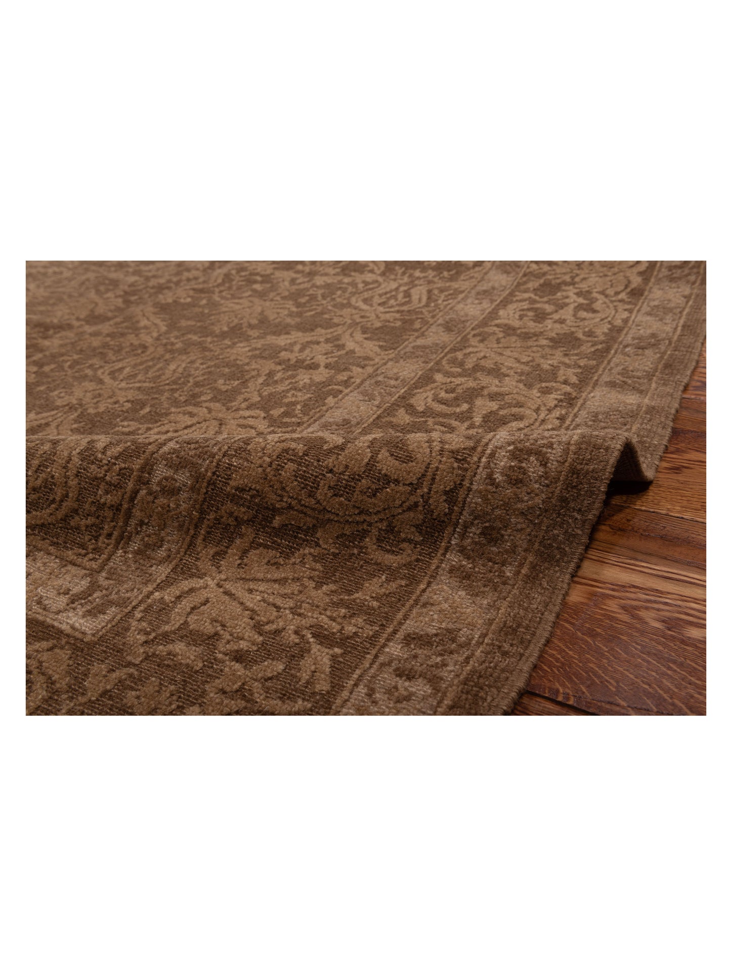 Pasha Defne Begonia Dark Brown Light Brown Transitional Hand Knotted Rug