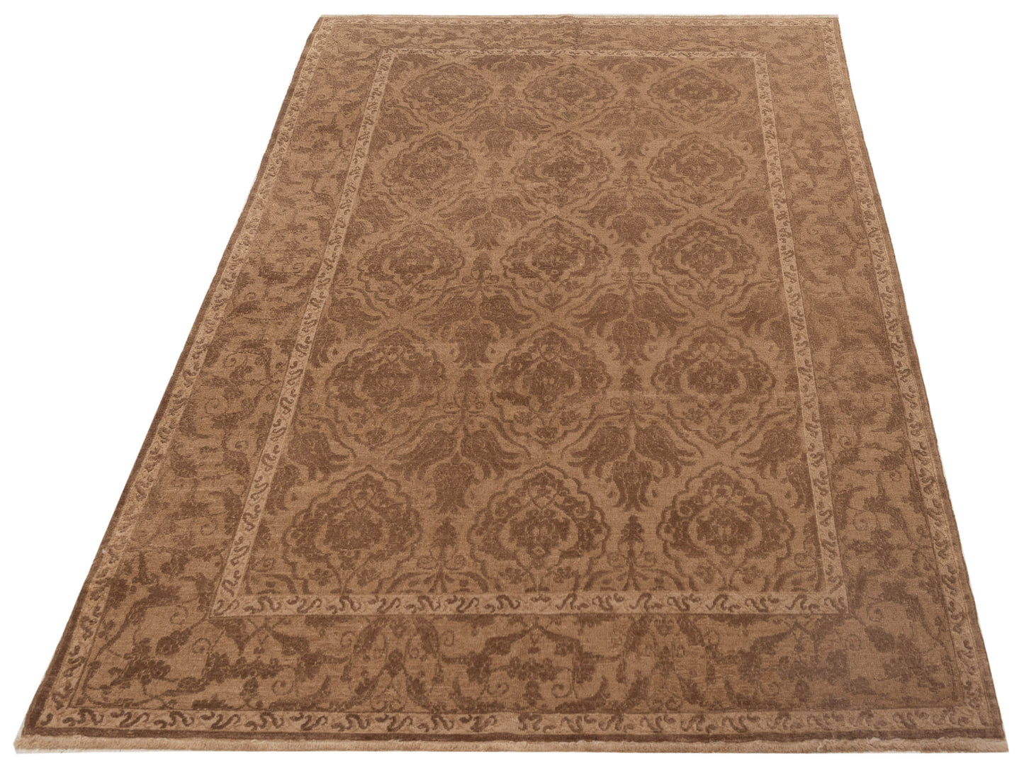 Pasha Defne Tulip Brown Dark Brown Transitional Hand Knotted Rug