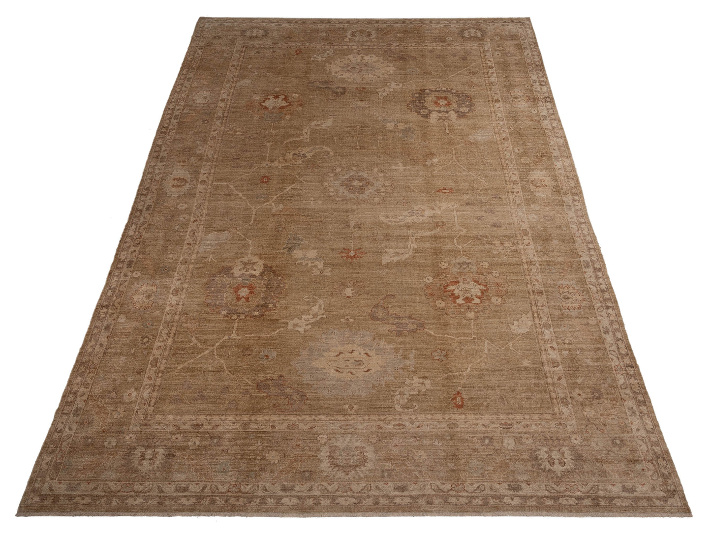 Authentic Angora Oushak Muge Gold Gold Traditional Hand Knotted Rug