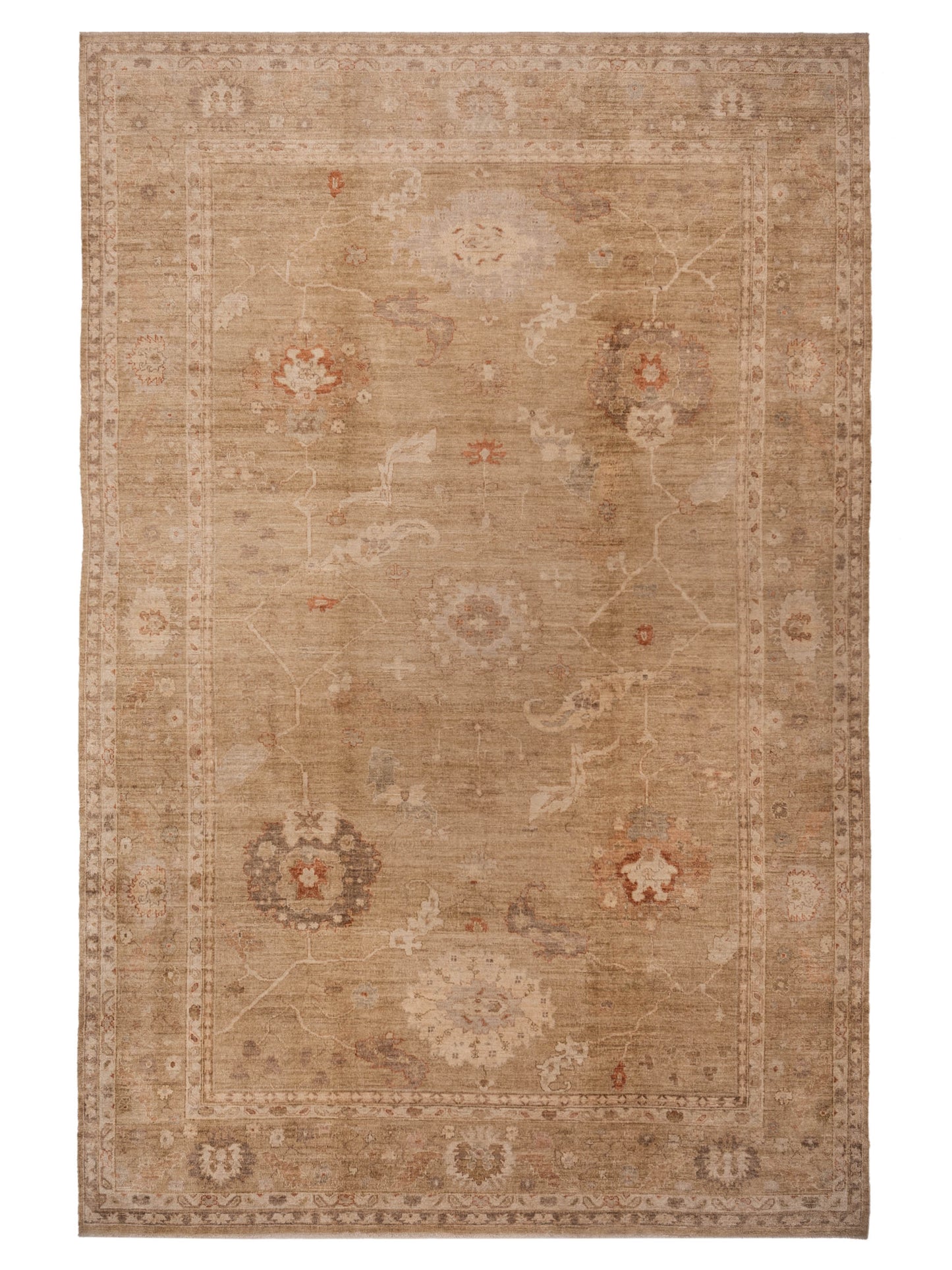 Authentic Angora Oushak Muge Gold Traditional Hand Knotted Rug