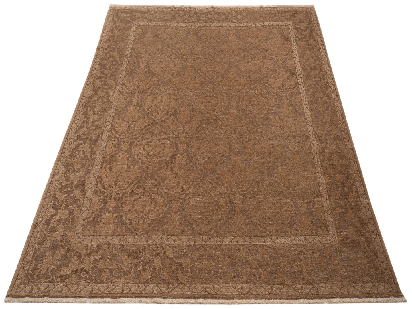 Pasha Defne Tulip Dark Brown Brown Transitional Hand Knotted Rug