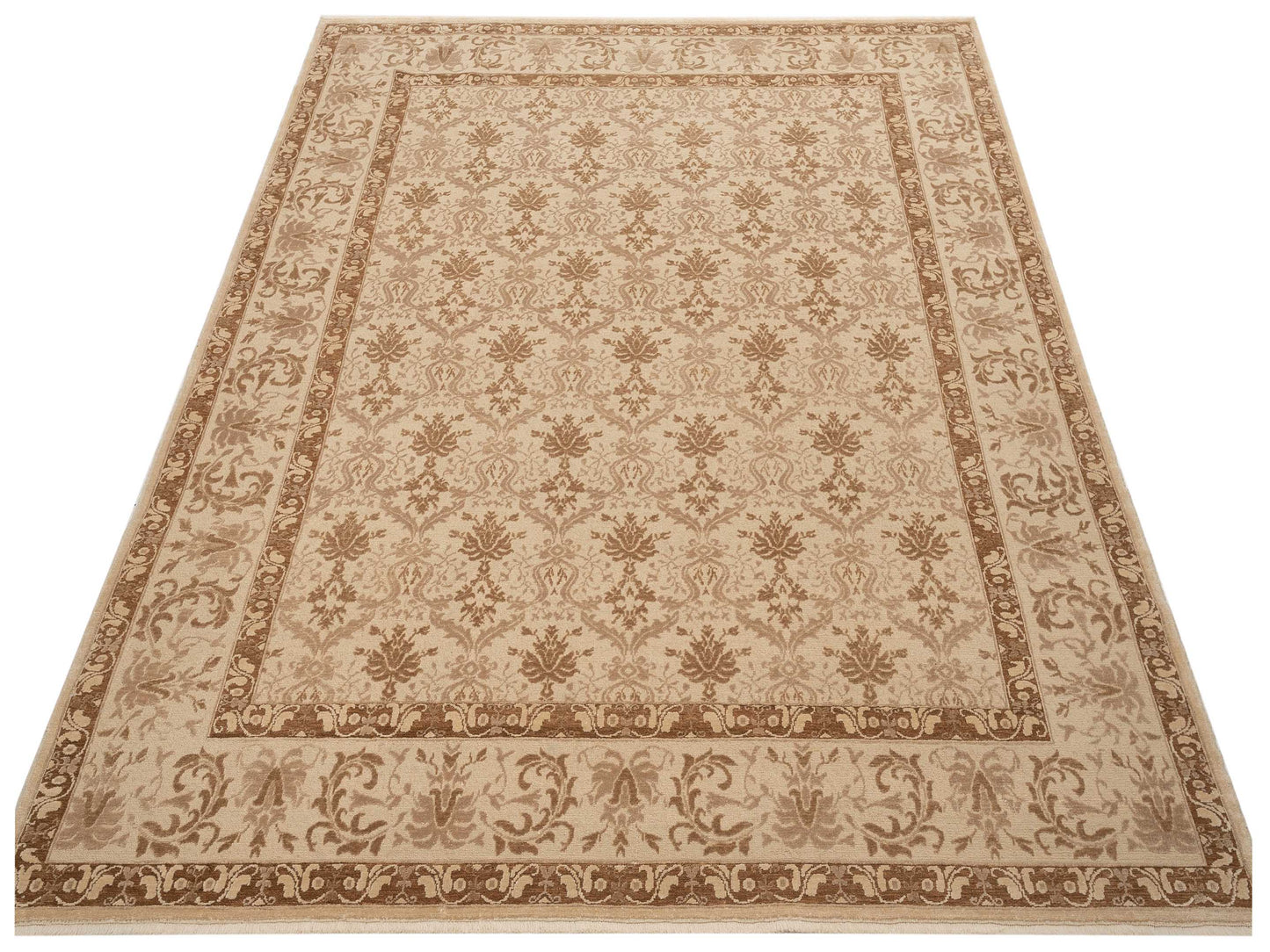 Pasha Defne Begonia Beige Brown Transitional Hand Knotted Rug