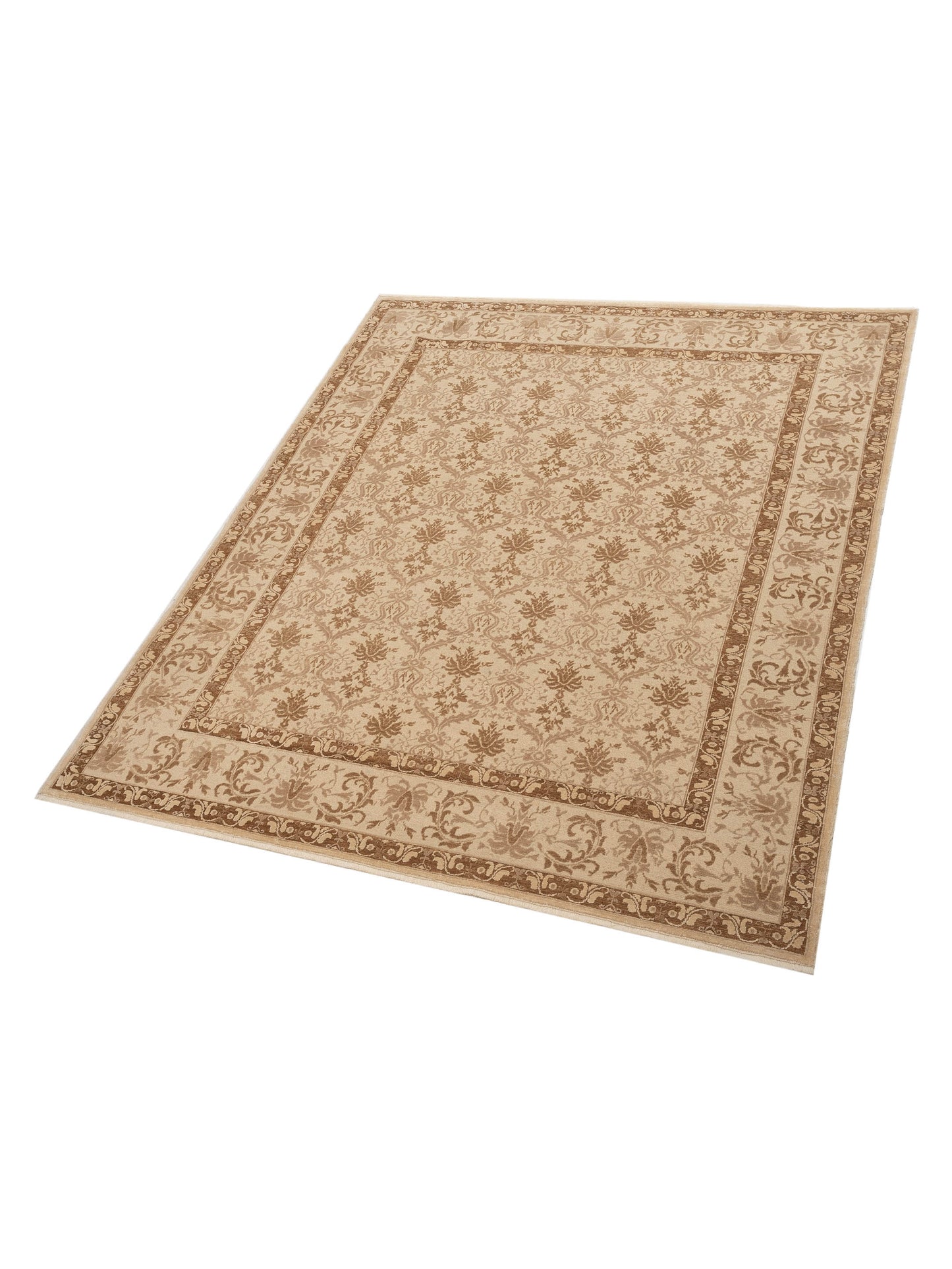 Pasha Defne Begonia Beige Brown Transitional Hand Knotted Rug