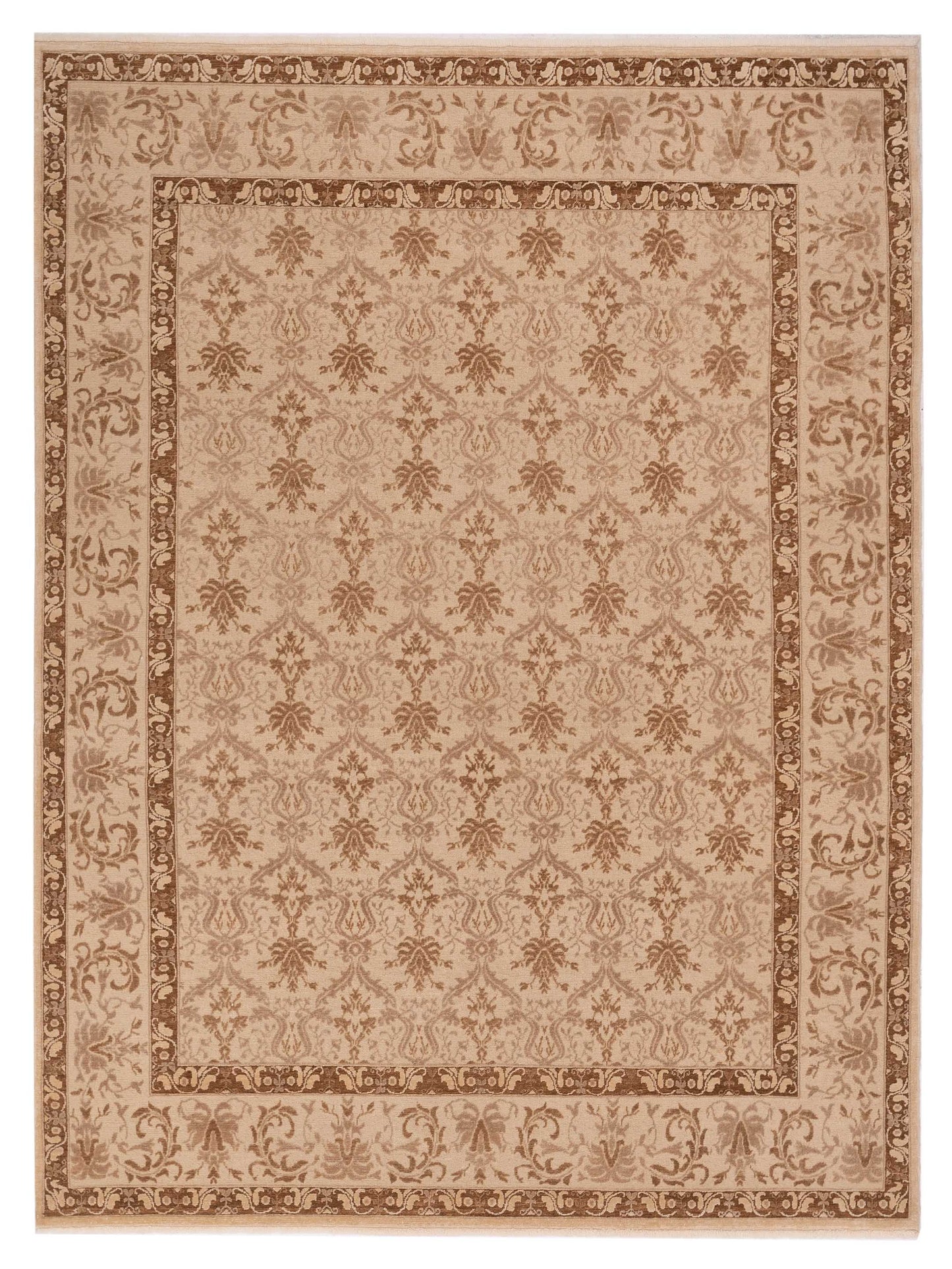 Pasha Defne Begonia Beige Transitional Hand Knotted Rug