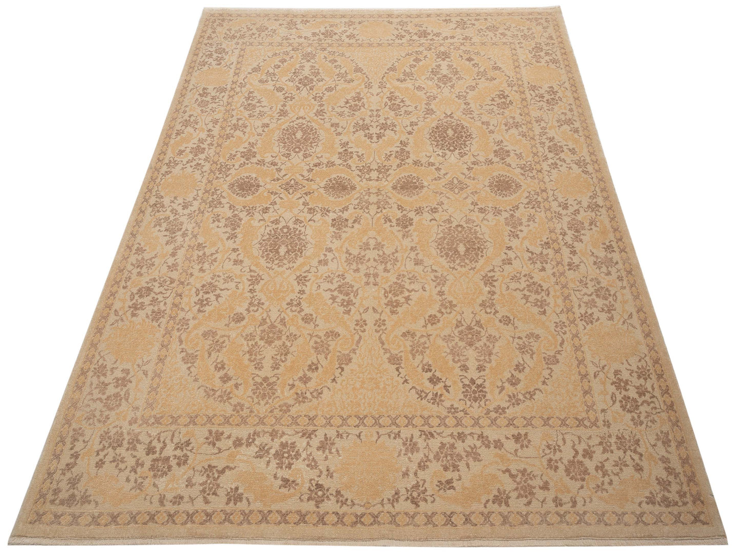 Pasha Defne Orchid Beige Gold Transitional Hand Knotted Rug