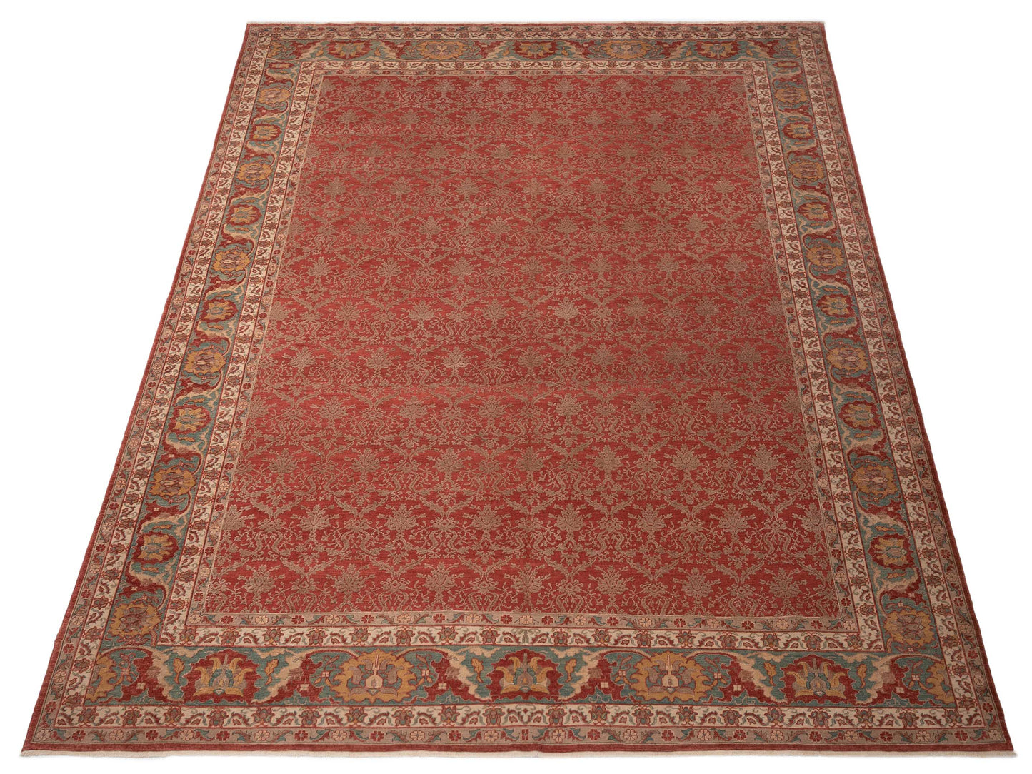 Pasha Antique Loom 107924 Red Blue Transitional Hand Knotted Rug