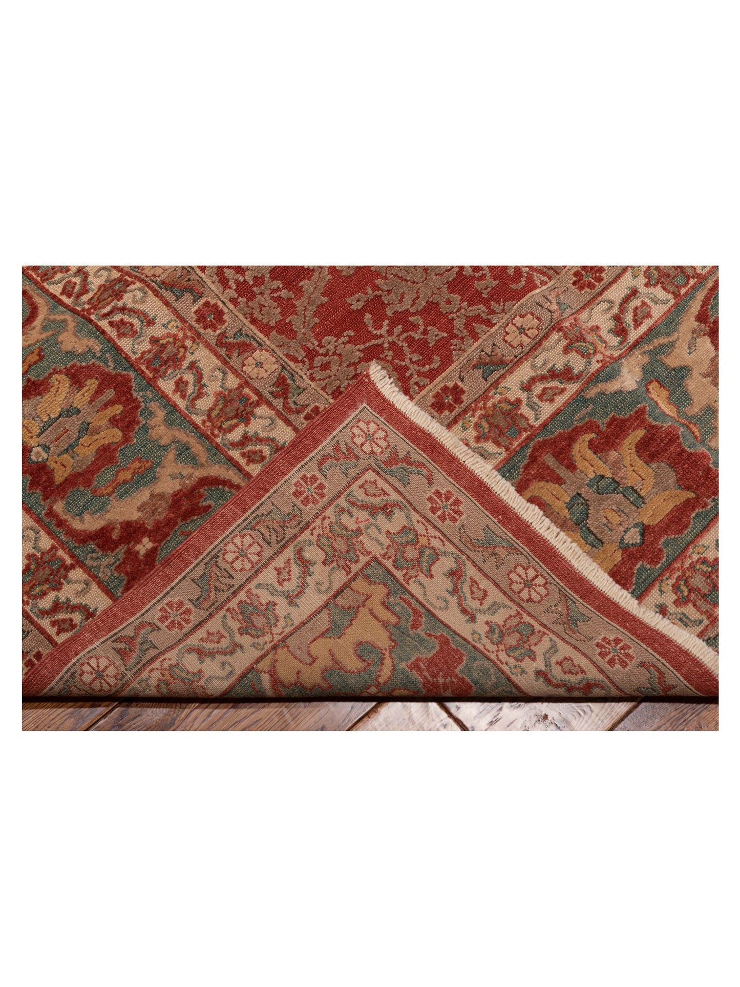 Pasha Antique Loom 107924 Red Blue Transitional Hand Knotted Rug