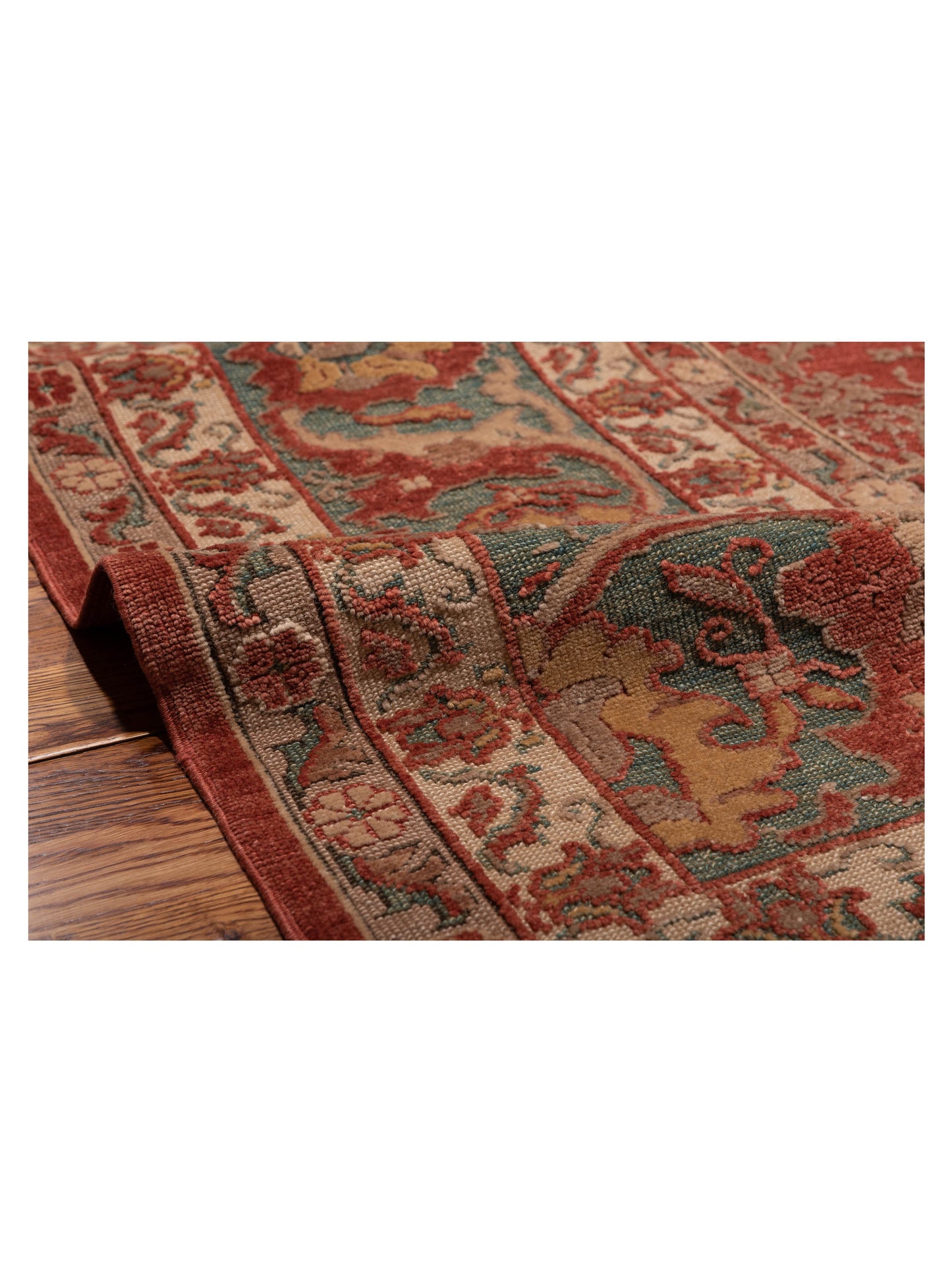 Pasha Antique Loom 107924 Red Blue Transitional Hand Knotted Rug