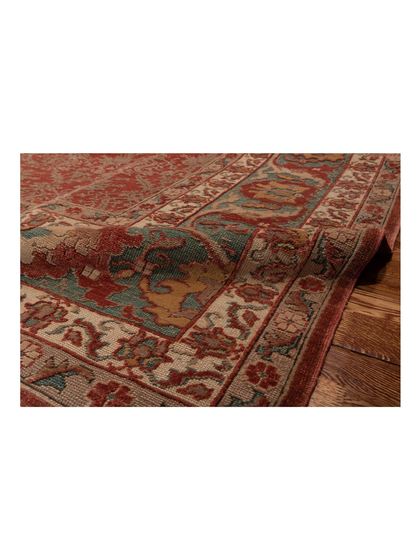 Pasha Antique Loom 107924 Red Blue Transitional Hand Knotted Rug