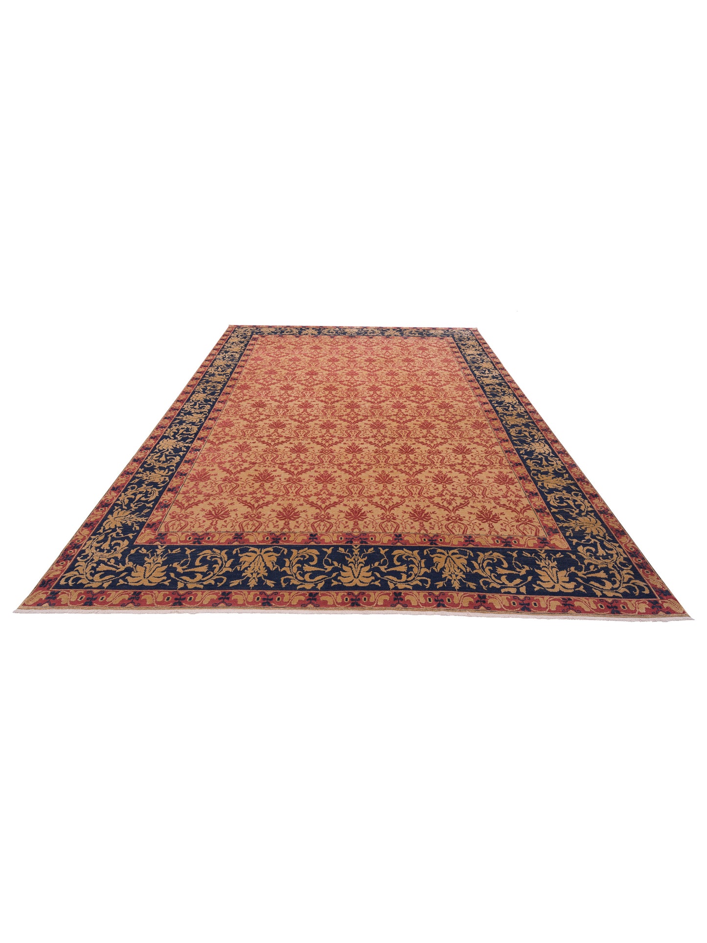 Pasha Antique Loom 107925 Camel Navy Transitional Hand Knotted Rug