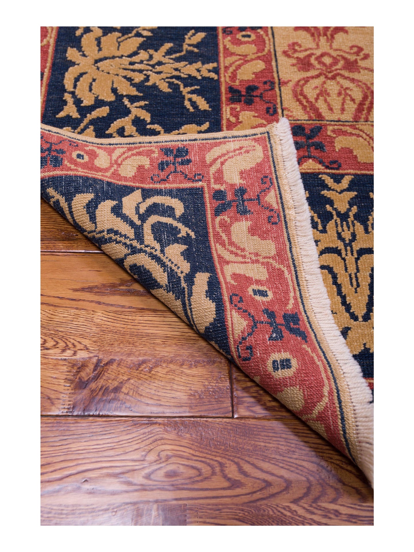 Pasha Antique Loom 107925 Camel Navy Transitional Hand Knotted Rug