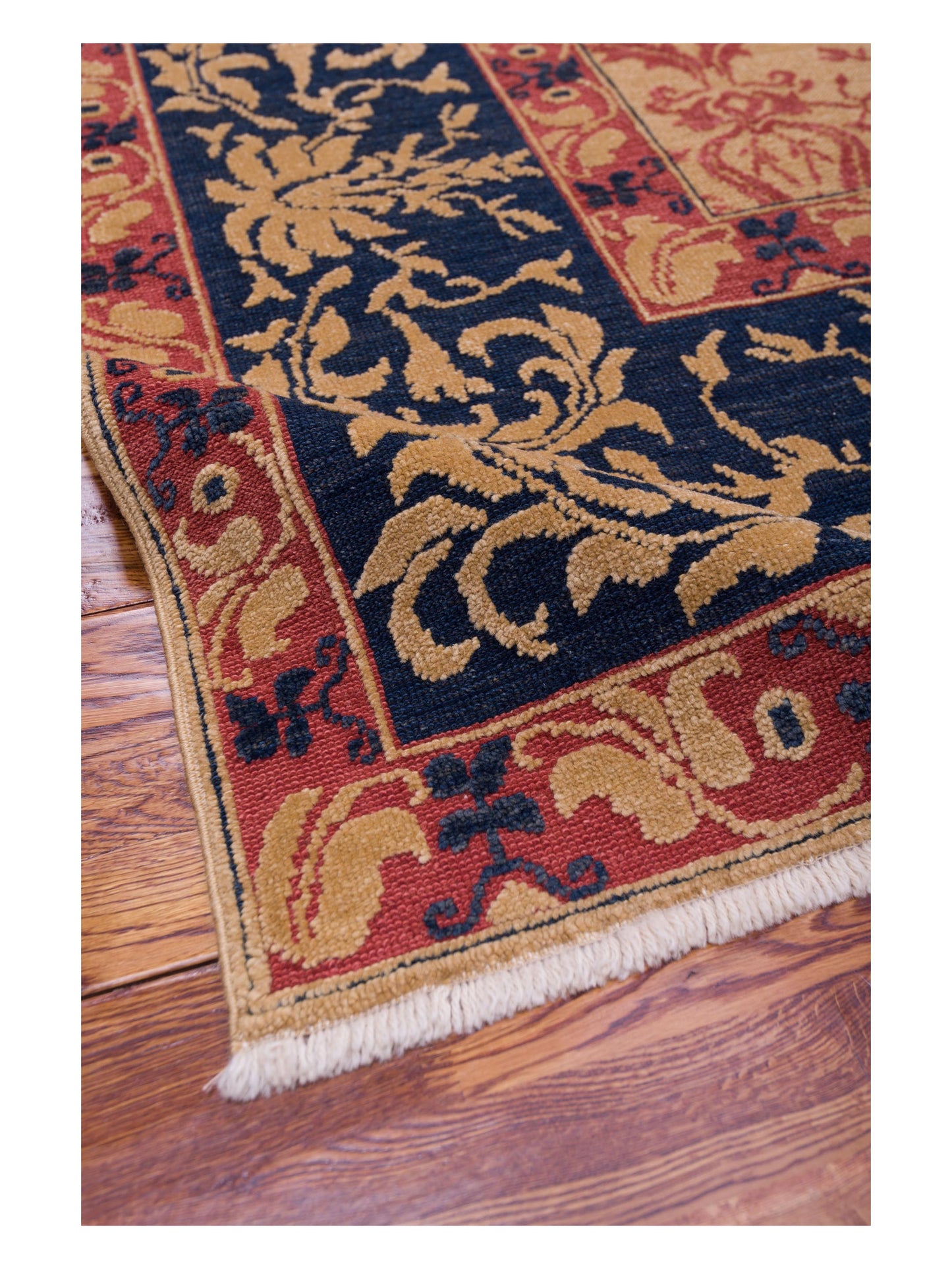 Pasha Antique Loom 107925 Camel Navy Transitional Hand Knotted Rug