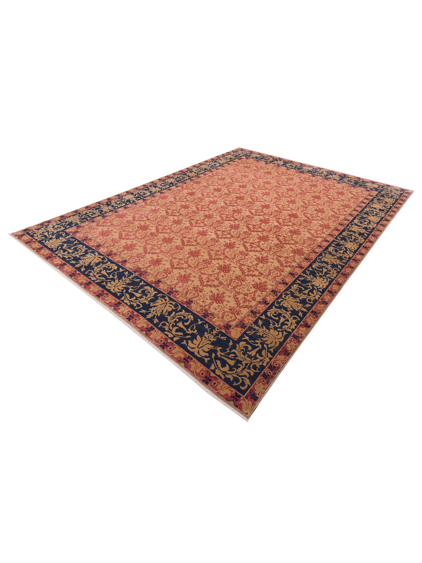 Pasha Antique Loom 107925 Camel Navy Transitional Hand Knotted Rug