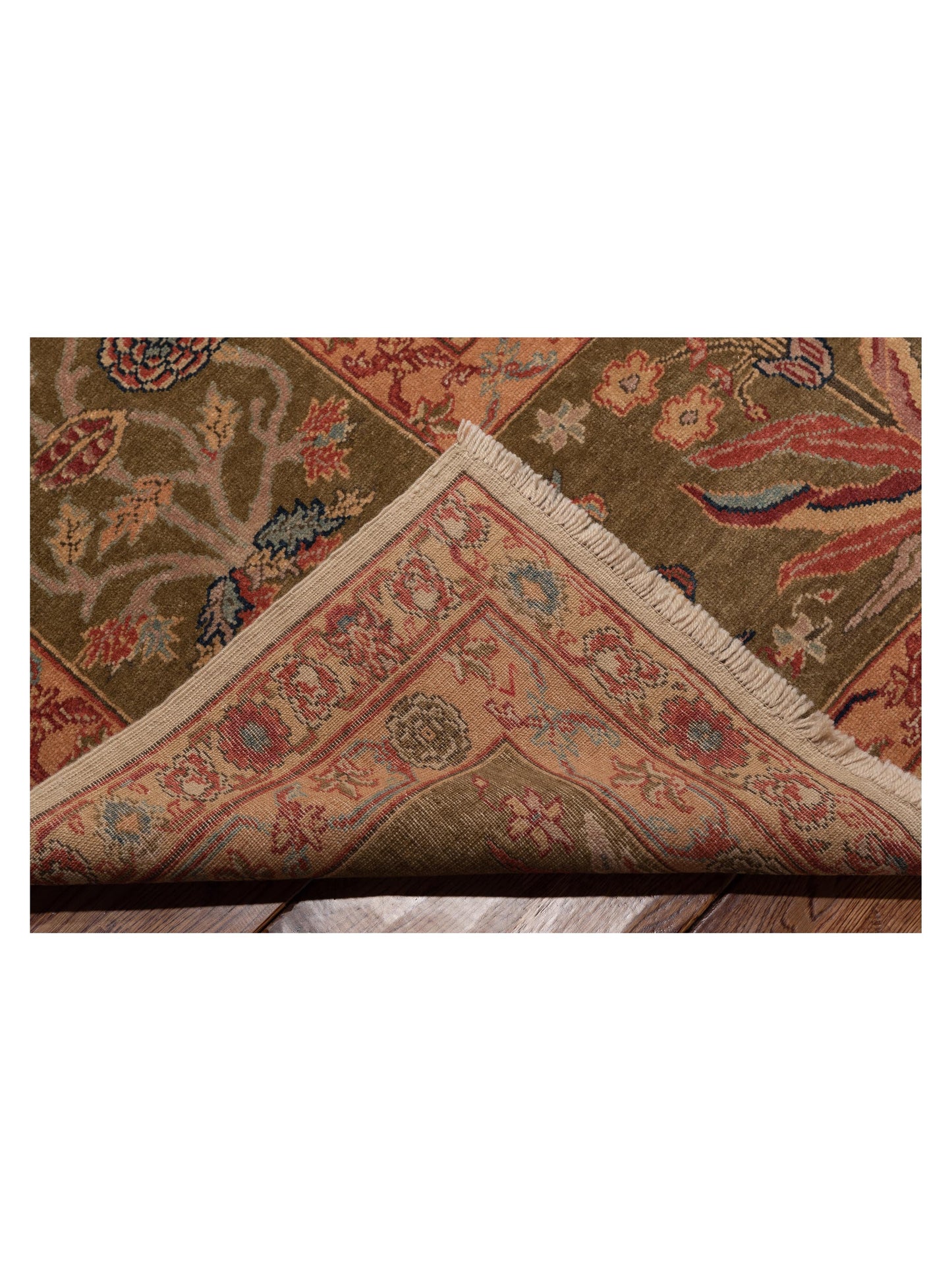 Pasha Antique Loom 107926 Ivory Olive Traditional Hand Knotted Rug