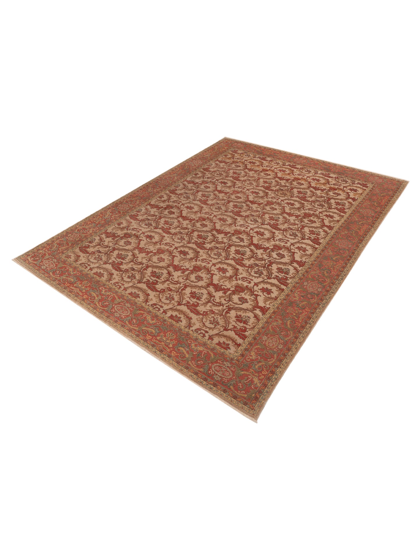 Pasha Antique Loom 107933 Beige Rust Transitional Hand Knotted Rug