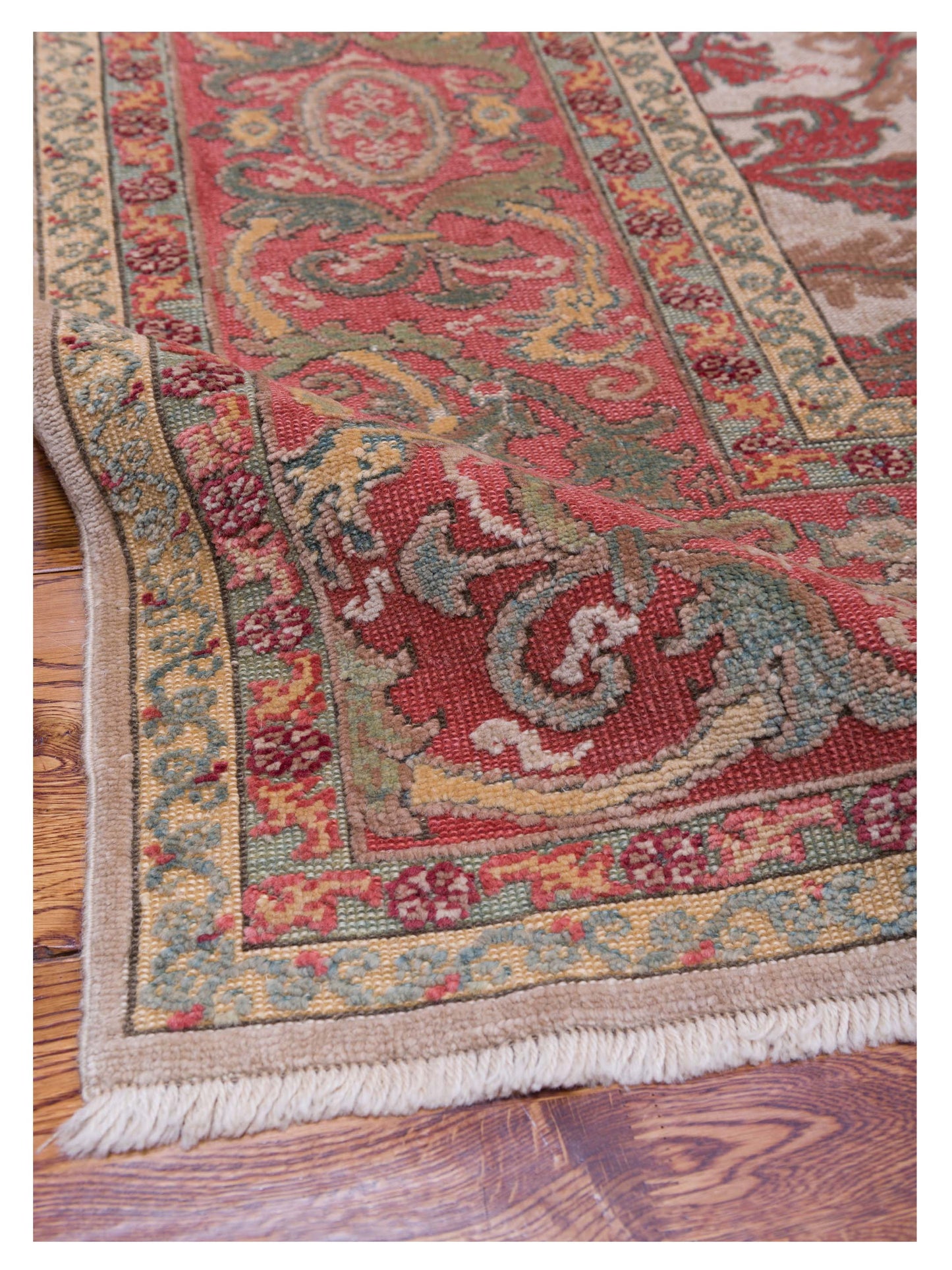 Pasha Antique Loom 107933 Beige Rust Transitional Hand Knotted Rug