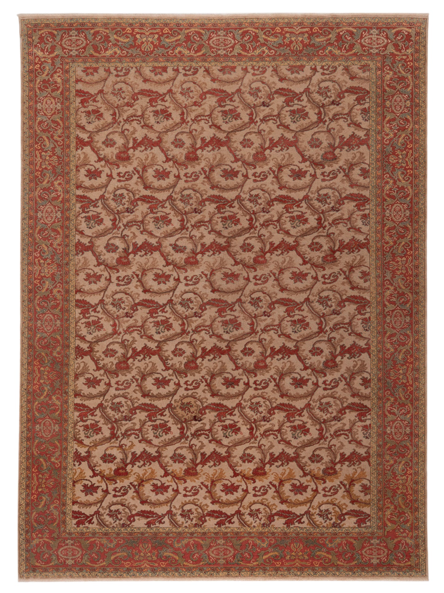 Pasha Antique Loom 107933 Beige Transitional Hand Knotted Rug