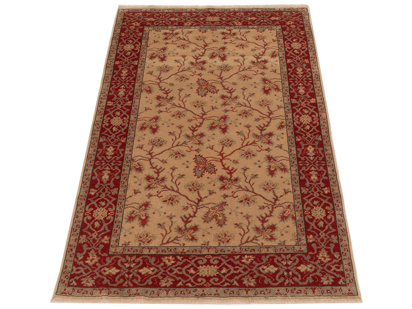 Pasha Antique Loom 107938 Beige Red Transitional Hand Knotted Rug