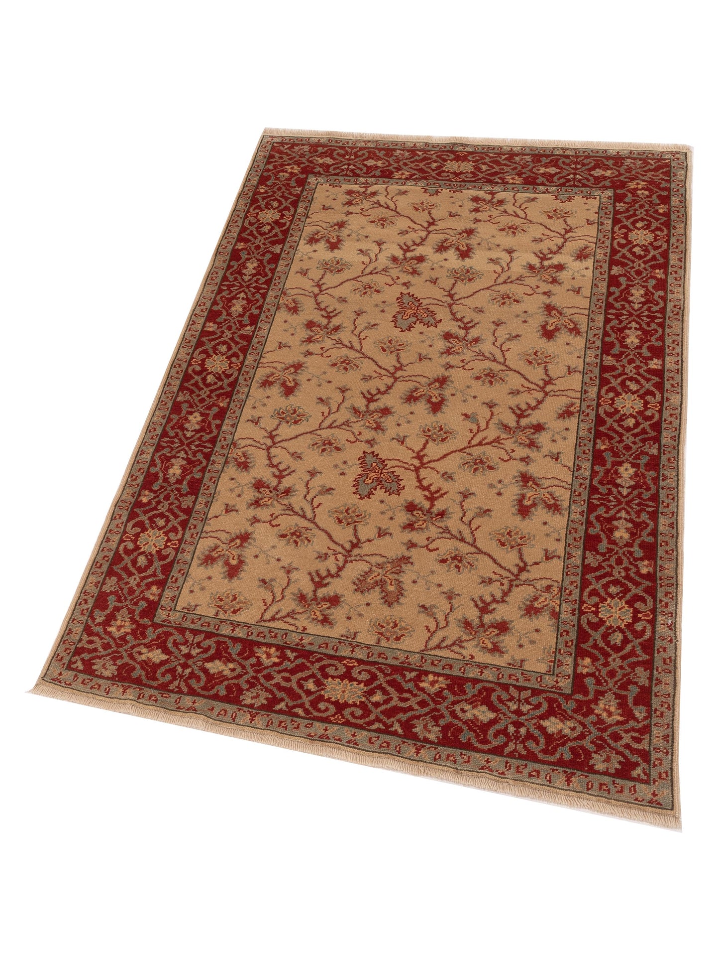 Pasha Antique Loom 107938 Beige Red Transitional Hand Knotted Rug