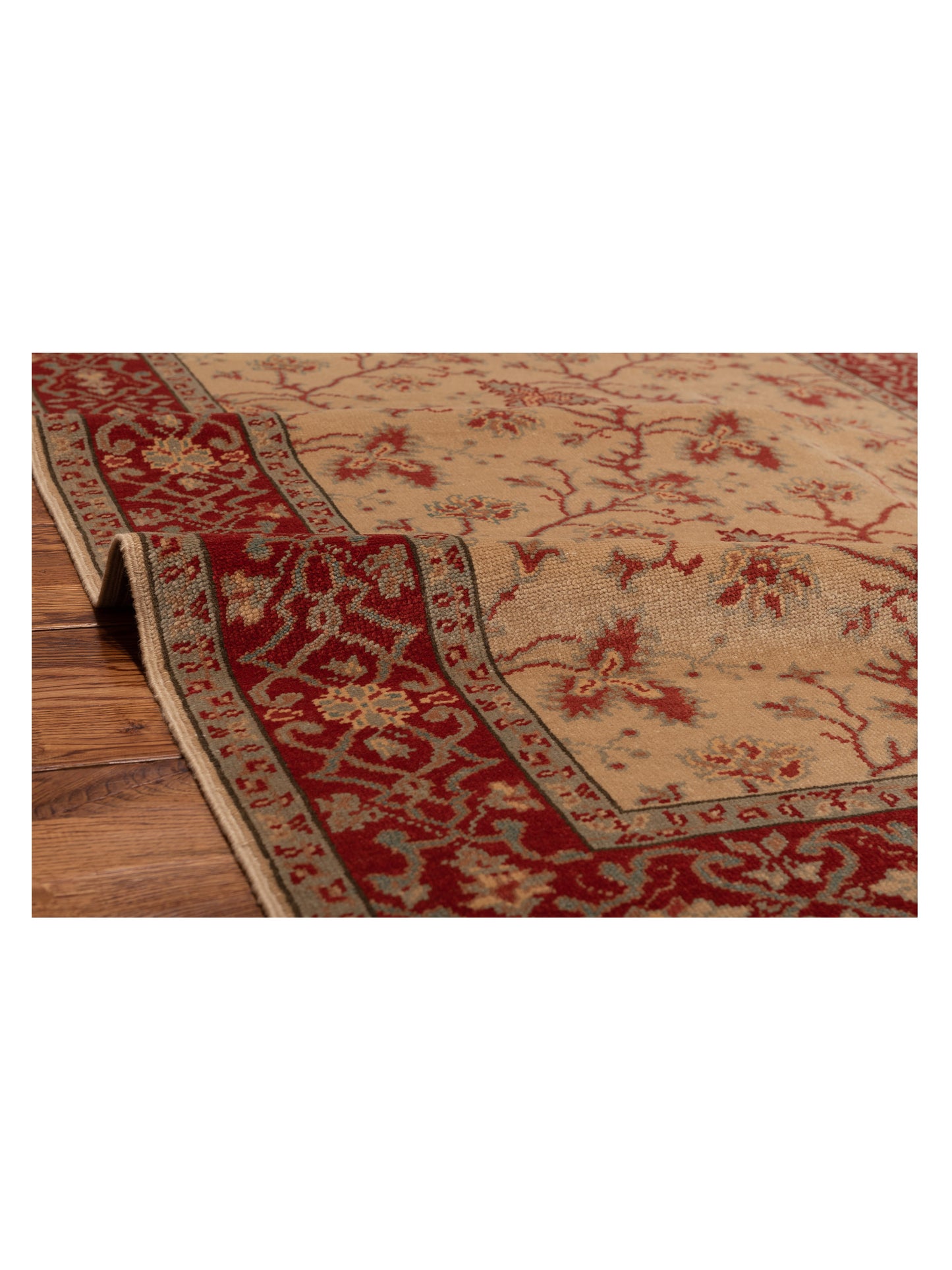 Pasha Antique Loom 107938 Beige Red Transitional Hand Knotted Rug