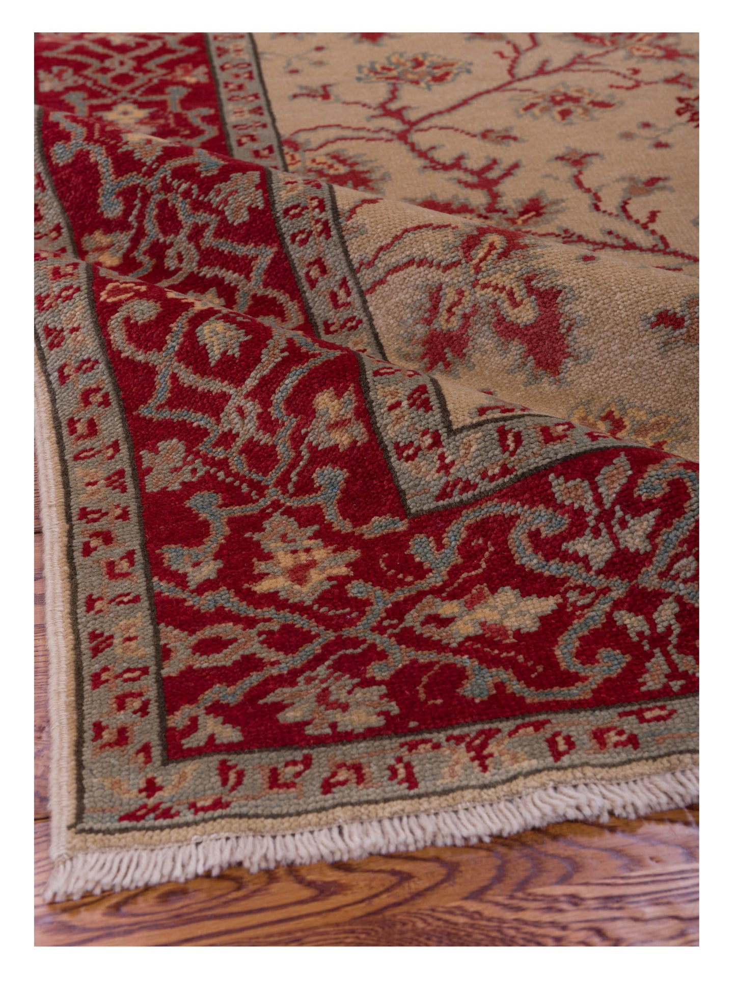 Pasha Antique Loom 107938 Beige Red Transitional Hand Knotted Rug