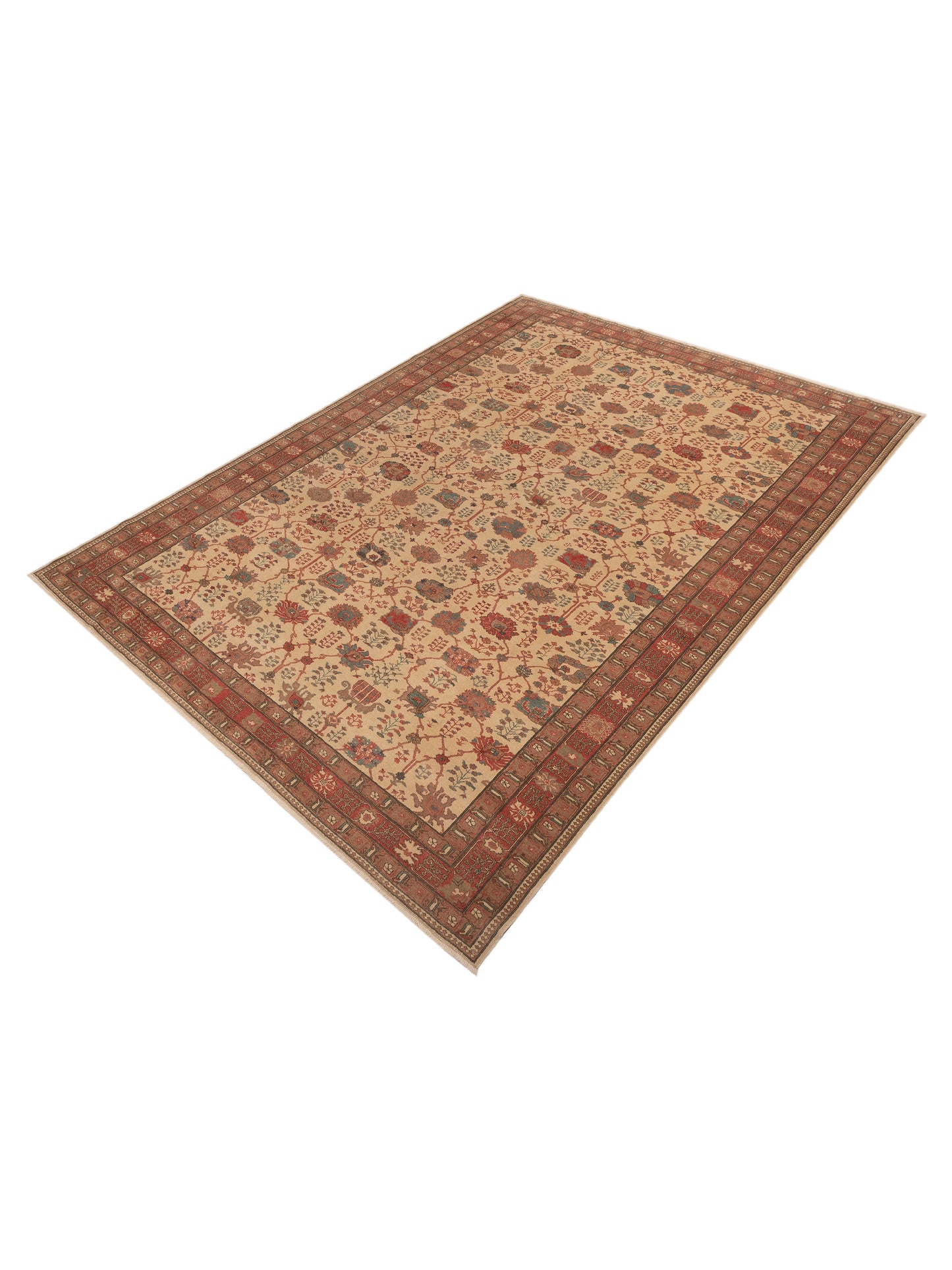 Pasha Antique Loom 107939 Beige Rust Traditional Hand Knotted Rug