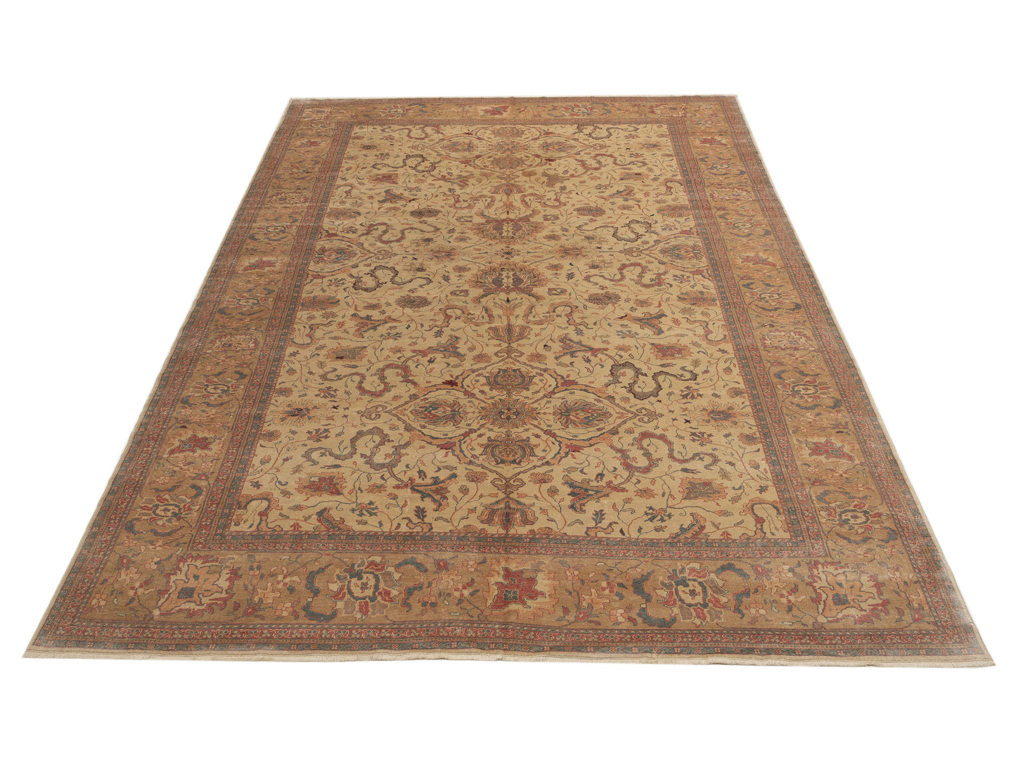 Pasha Antique Loom 107940 Ivory Light Brown Traditional Hand Knotted Rug