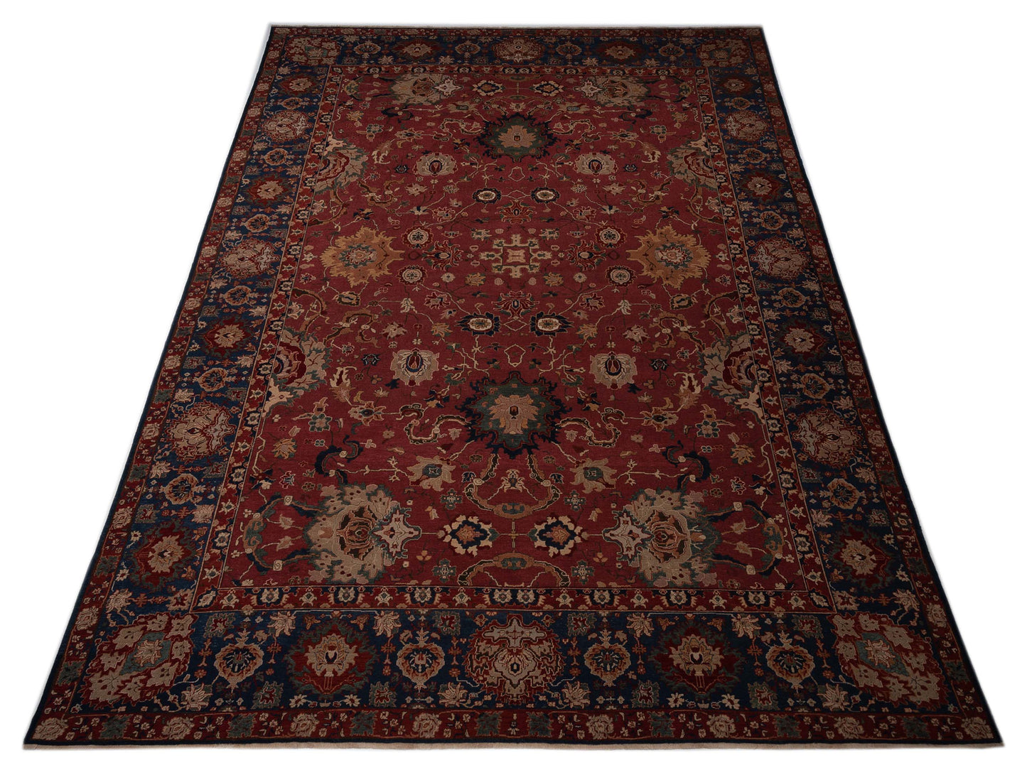 Pasha Antique Loom 107945 Burgundy Navy Traditional Hand Knotted Rug