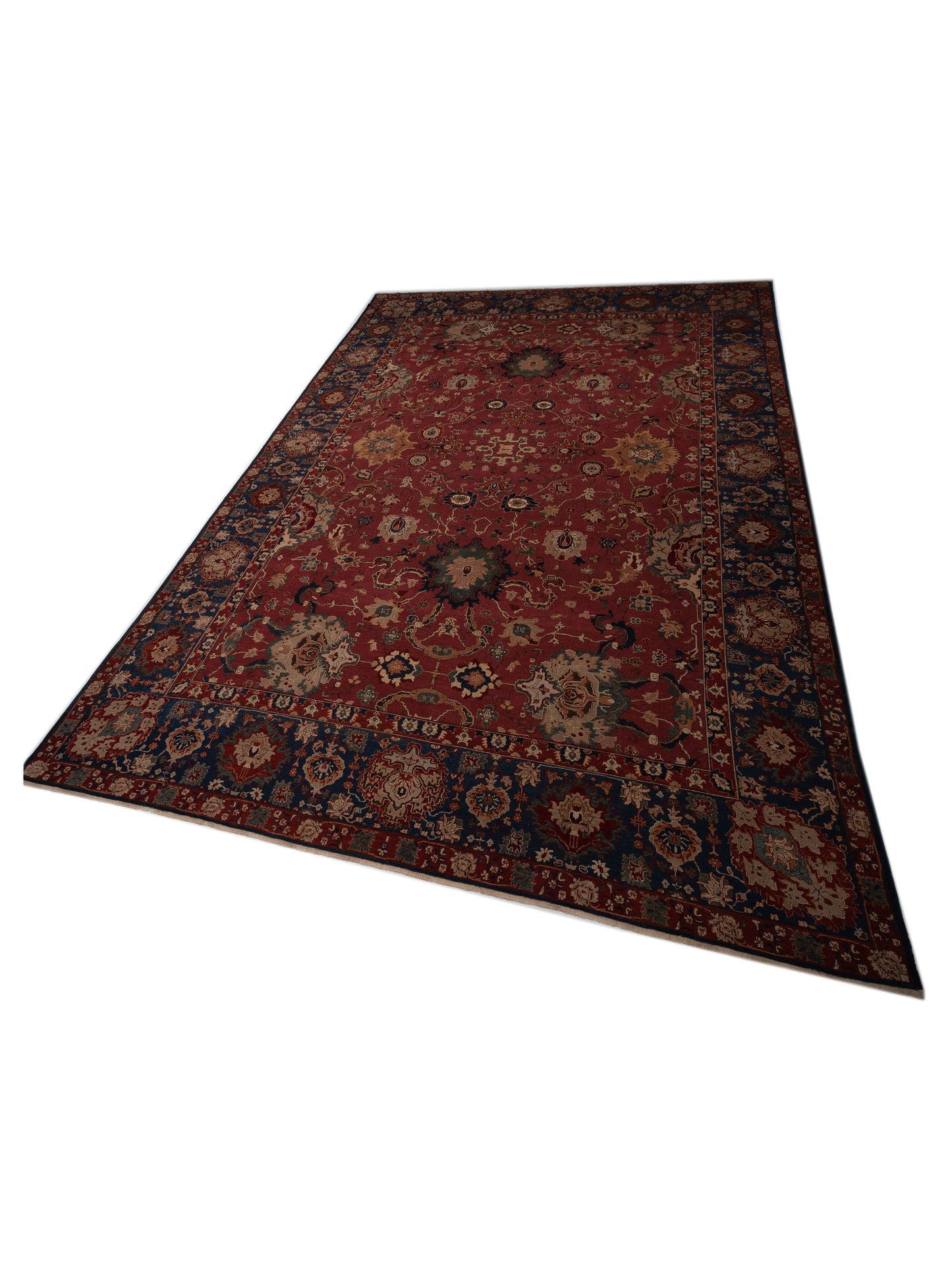 Pasha Antique Loom 107945 Burgundy Navy Traditional Hand Knotted Rug