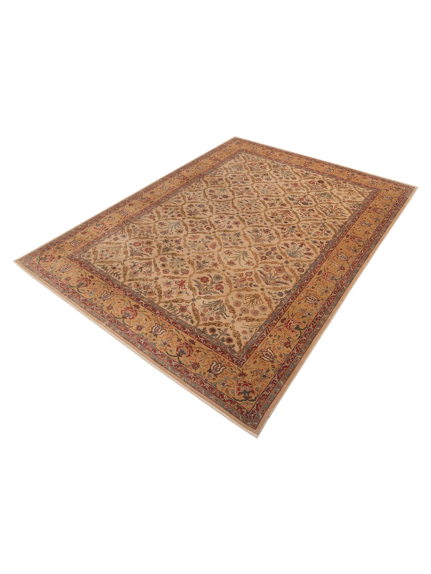 Pasha Antique Loom 107947 Beige Gold Transitional Hand Knotted Rug