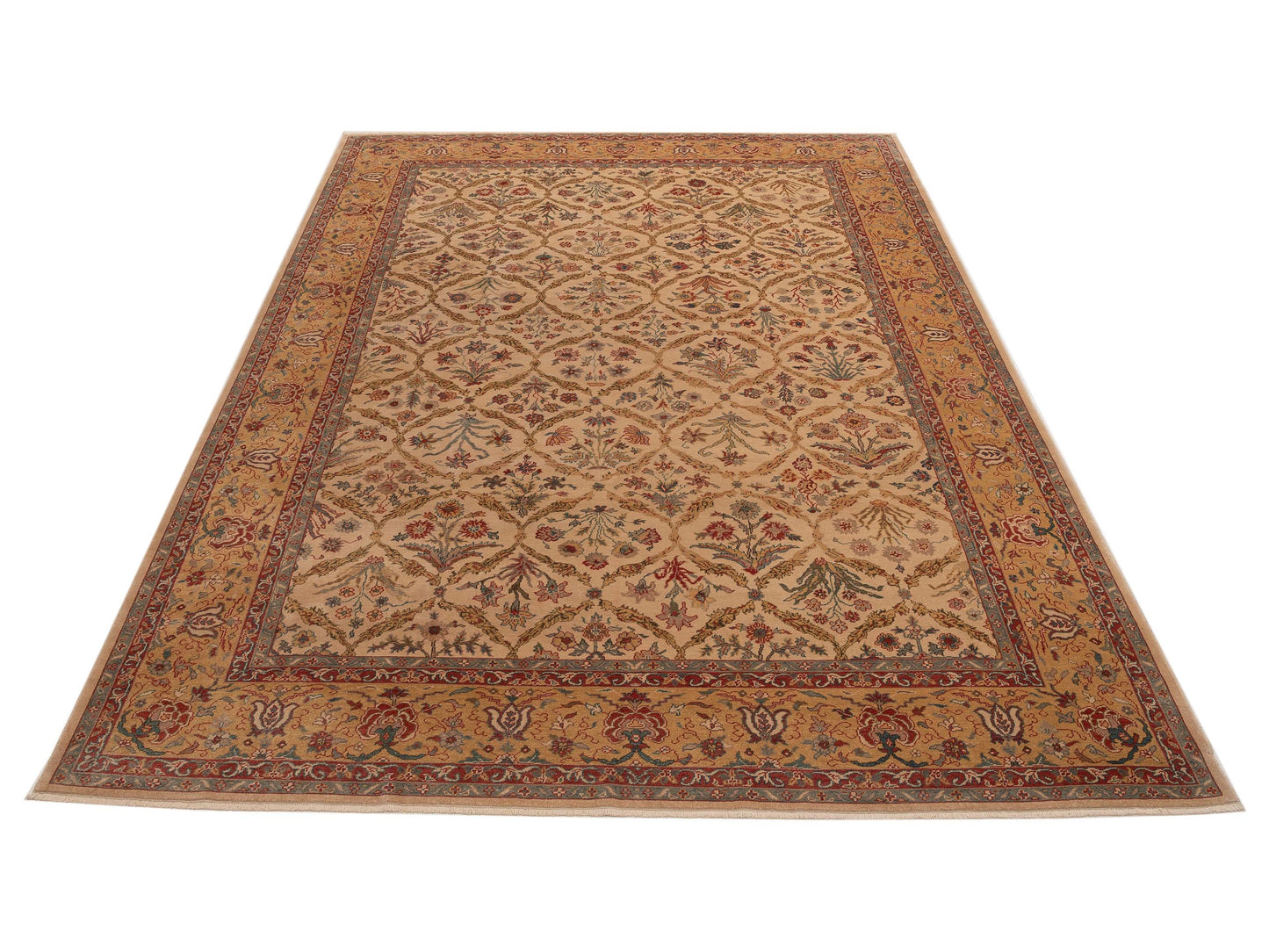 Pasha Antique Loom 107947 Beige Gold Transitional Hand Knotted Rug