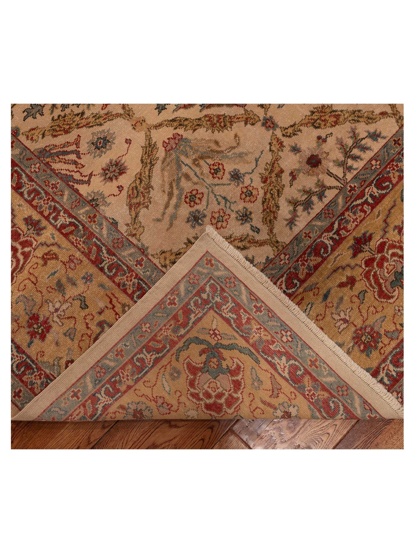 Pasha Antique Loom 107947 Beige Gold Transitional Hand Knotted Rug