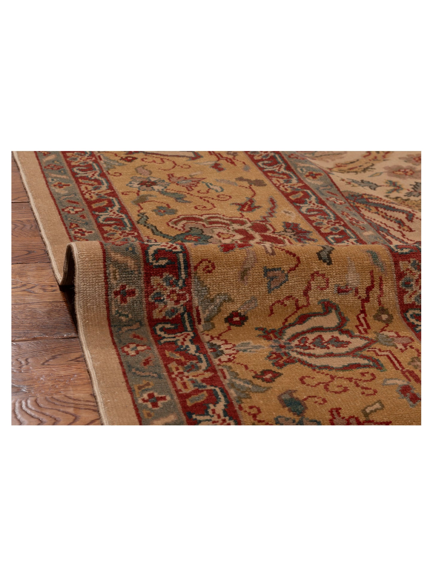 Pasha Antique Loom 107947 Beige Gold Transitional Hand Knotted Rug