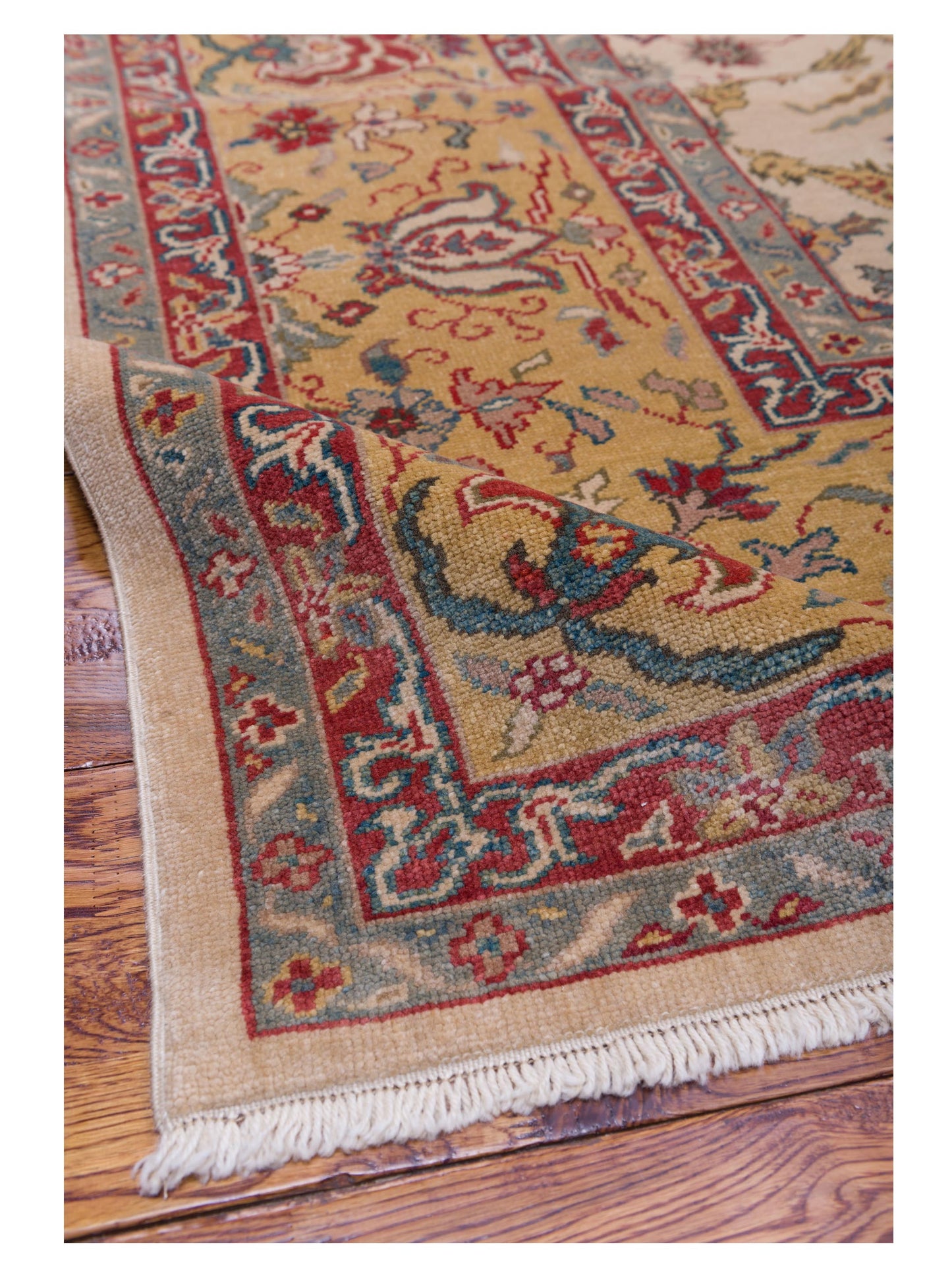 Pasha Antique Loom 107947 Beige Gold Transitional Hand Knotted Rug