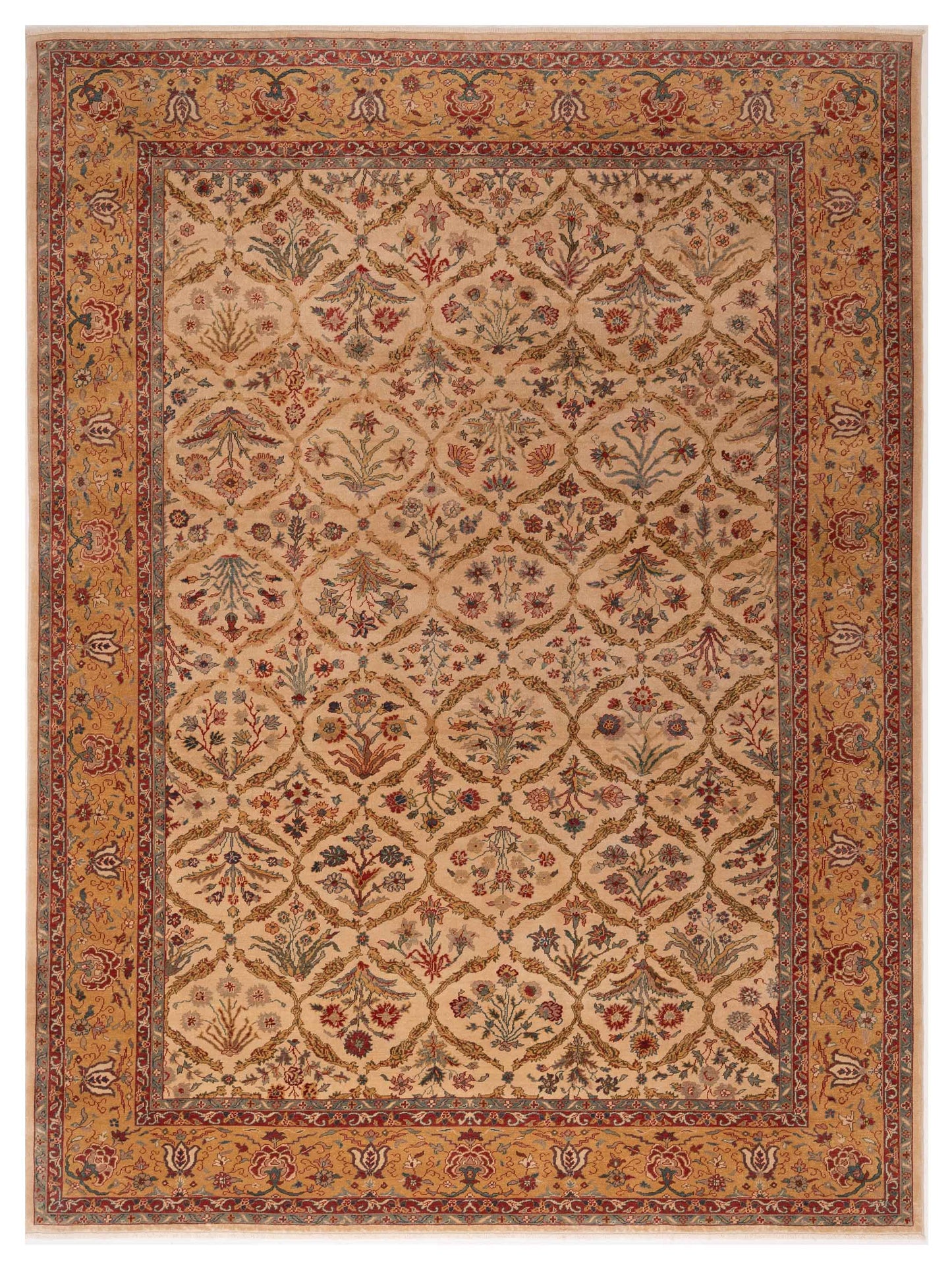 Pasha Antique Loom 107947 Beige Transitional Hand Knotted Rug