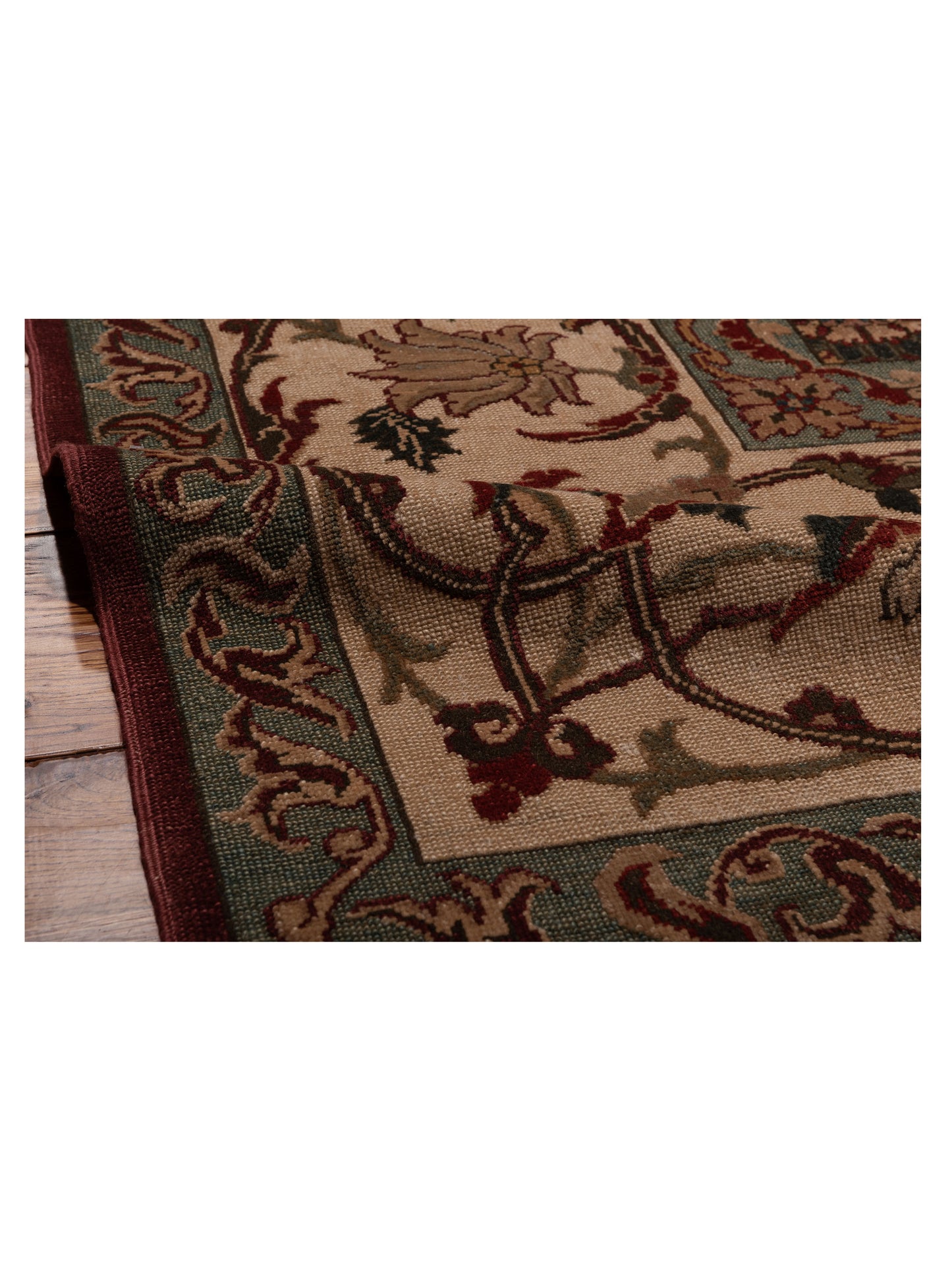 Pasha Antique Loom 107975 Burgundy Ivory Traditional Hand Knotted Rug