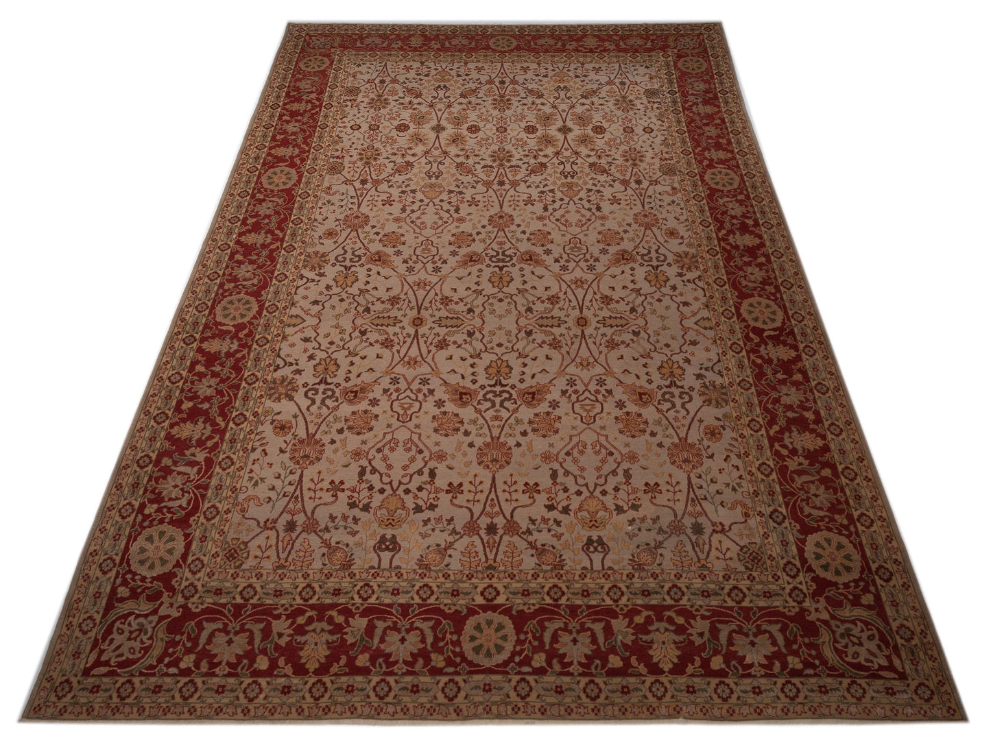 Pasha Antique Loom 107980 Silver Red Traditional Hand Knotted Rug