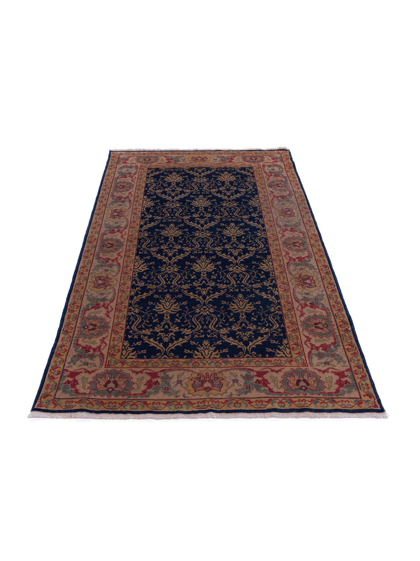 Pasha Antique Loom 107987 Navy Beige Transitional Hand Knotted Rug