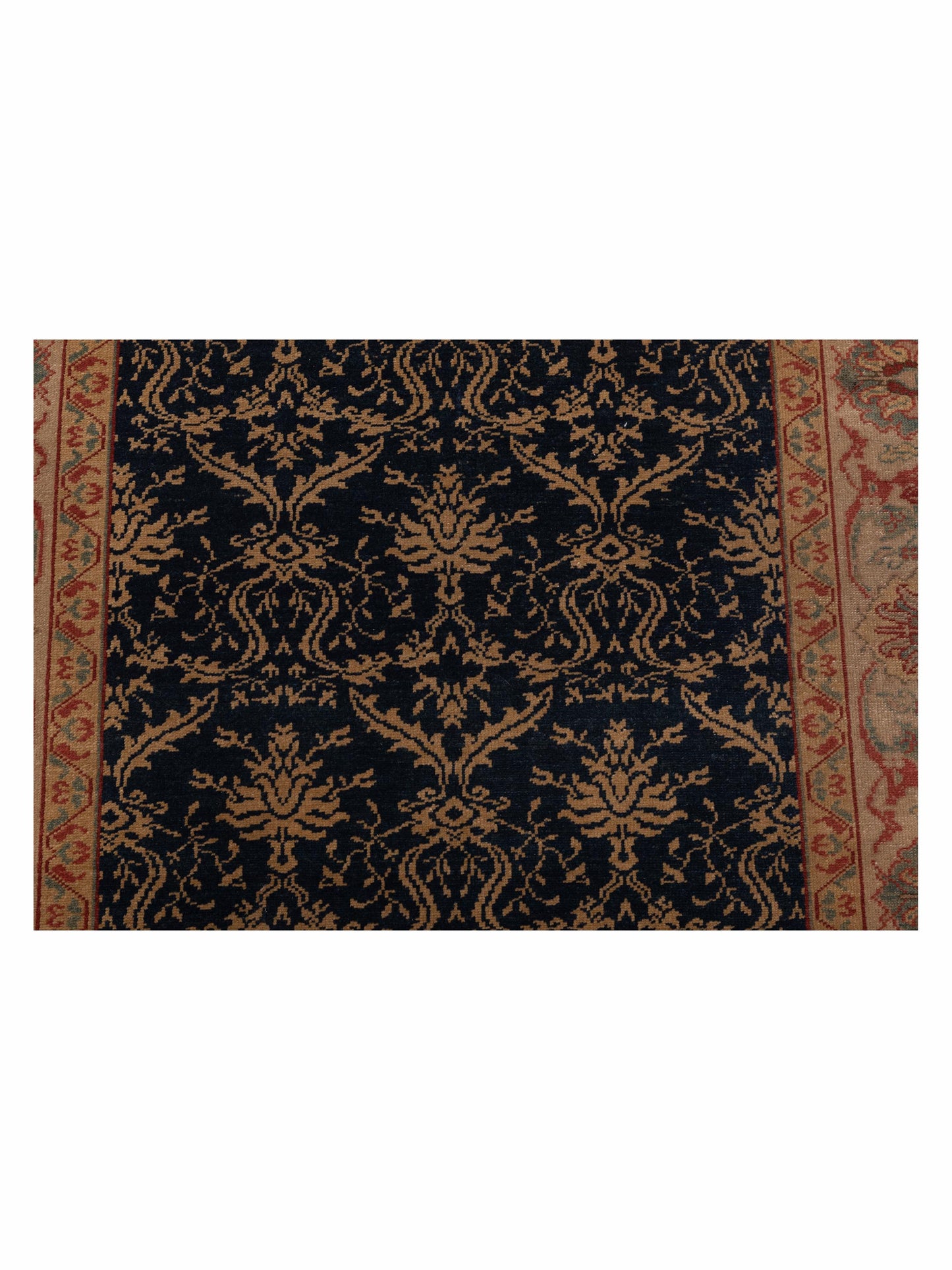 Pasha Antique Loom 107987 Navy Beige Transitional Hand Knotted Rug