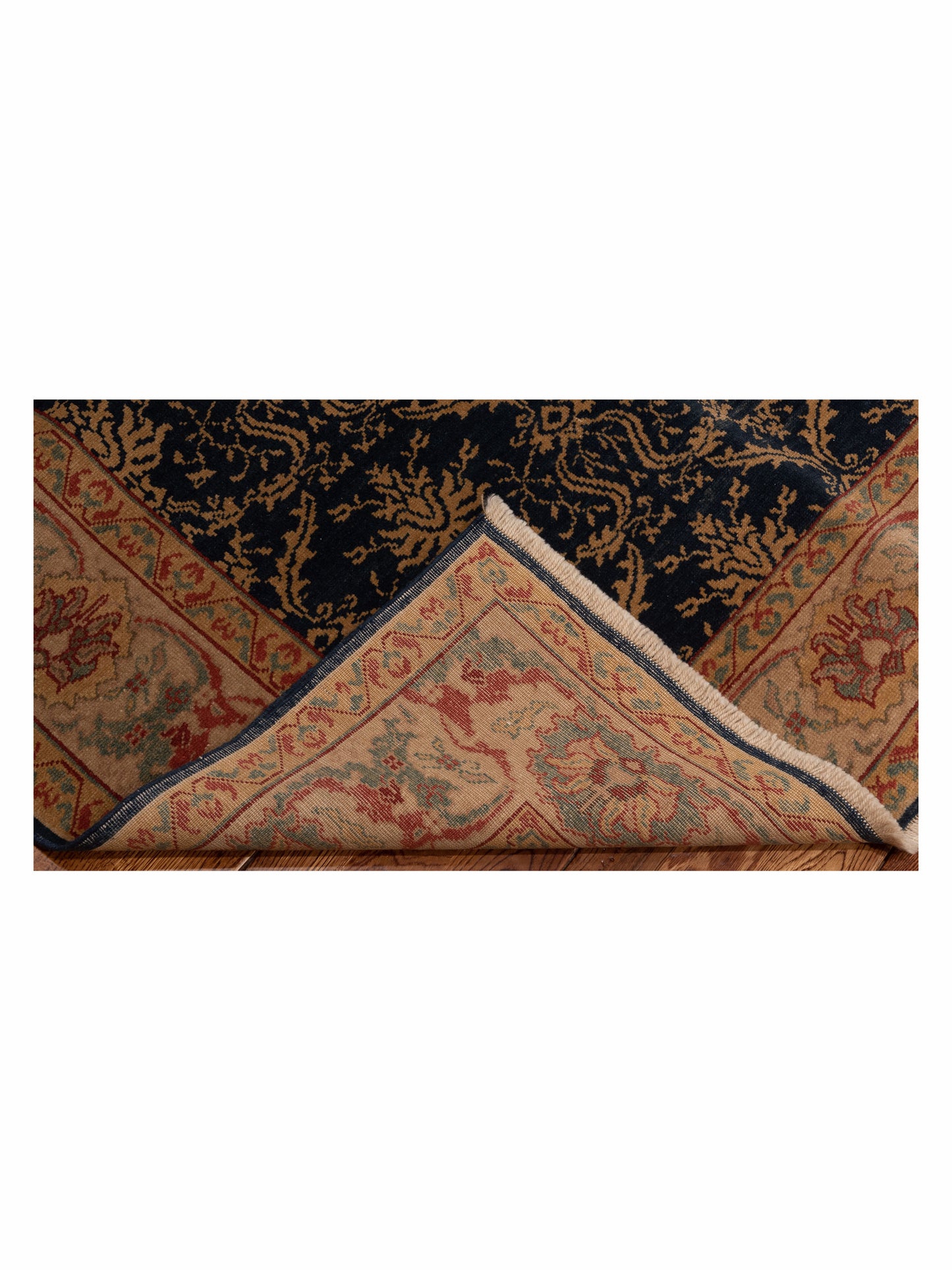 Pasha Antique Loom 107987 Navy Beige Transitional Hand Knotted Rug