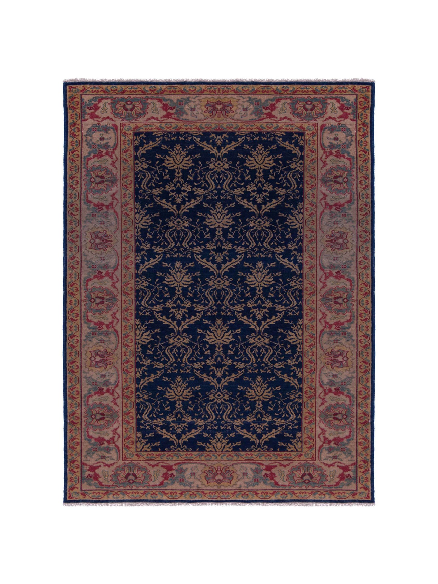 Pasha Antique Loom 107987 Navy Transitional Hand Knotted Rug