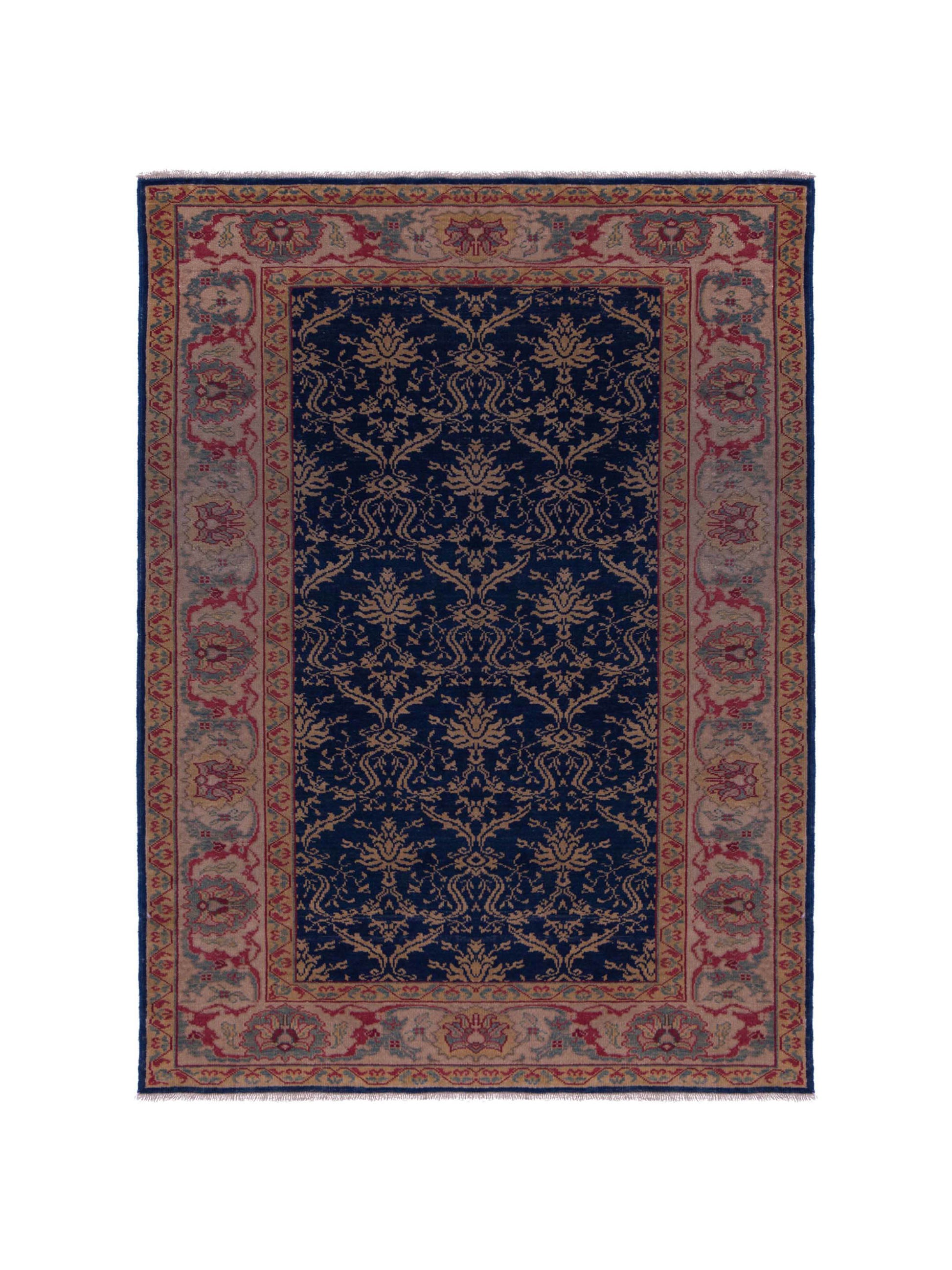 Pasha Antique Loom 107987 Navy Transitional Hand Knotted Rug