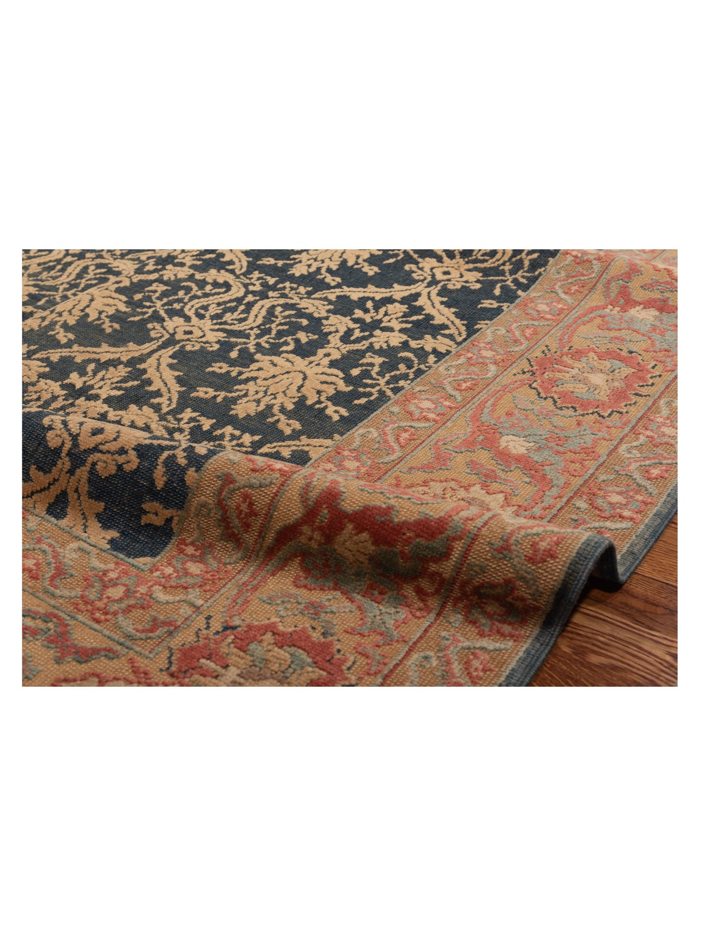 Pasha Antique Loom 107995 Blue Gold Transitional Hand Knotted Rug