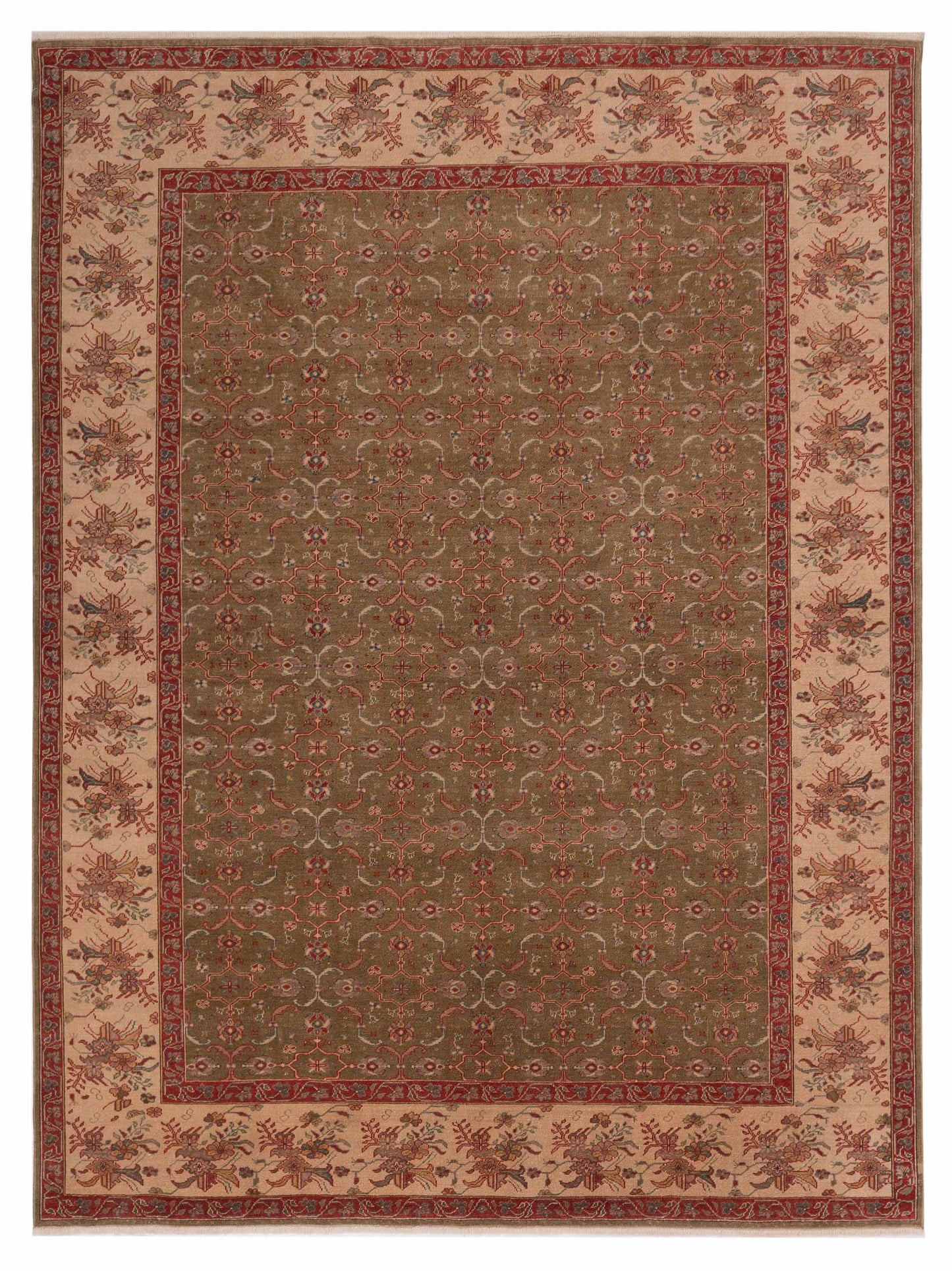 Pasha Antique Loom 108012 Green Transitional Hand Knotted Rug