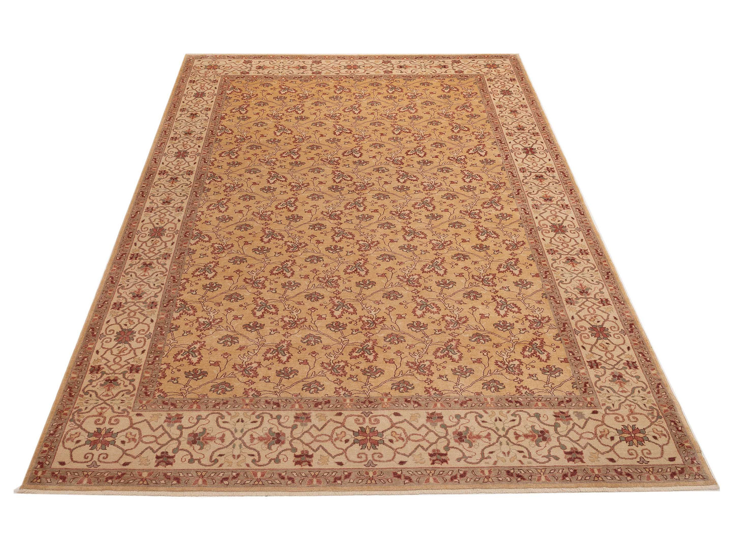 Pasha Antique Loom 108013 Camel Ivory Transitional Hand Knotted Rug