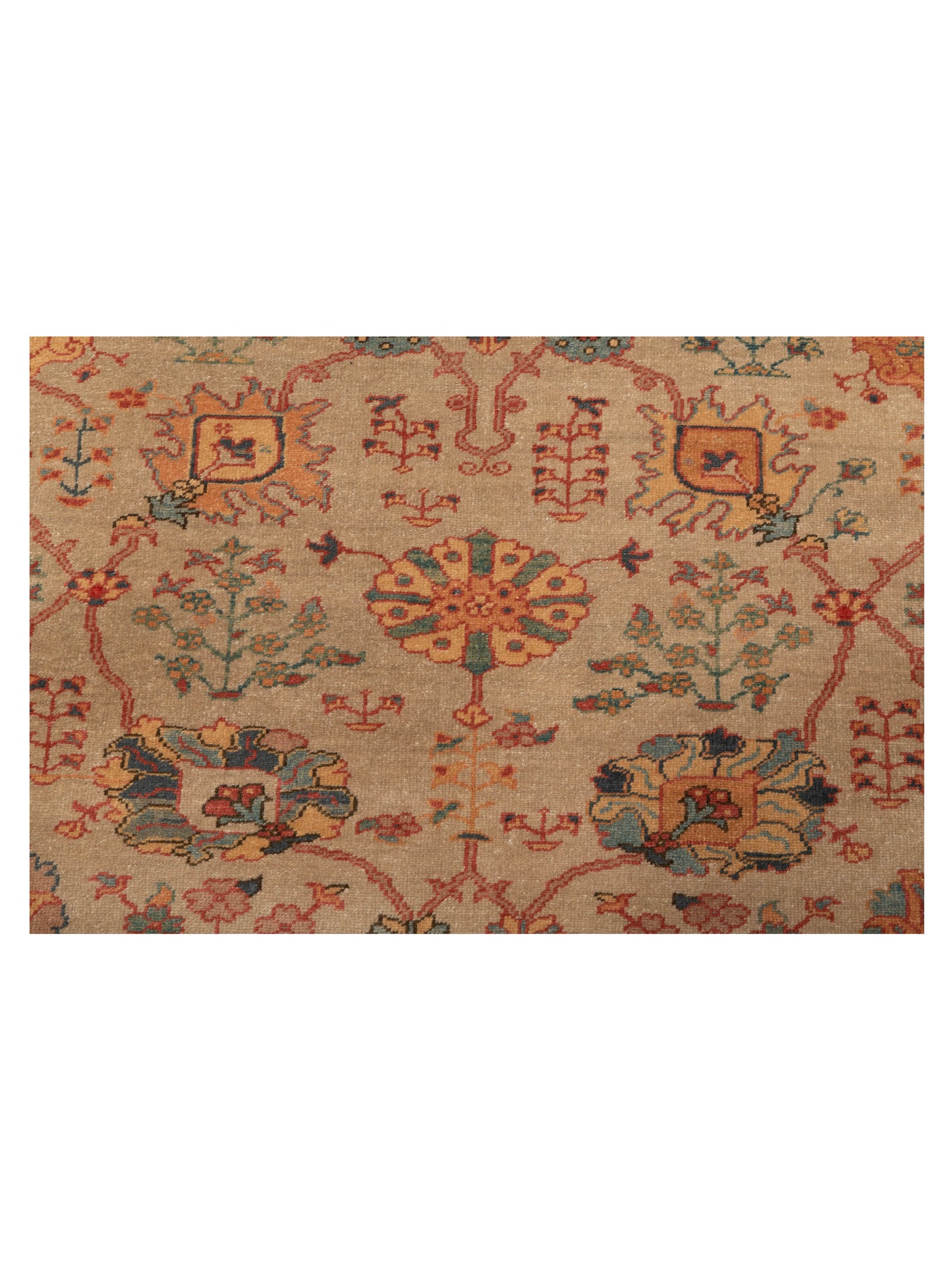 Pasha Antique Loom 108025 Beige Pink Traditional Hand Knotted Rug